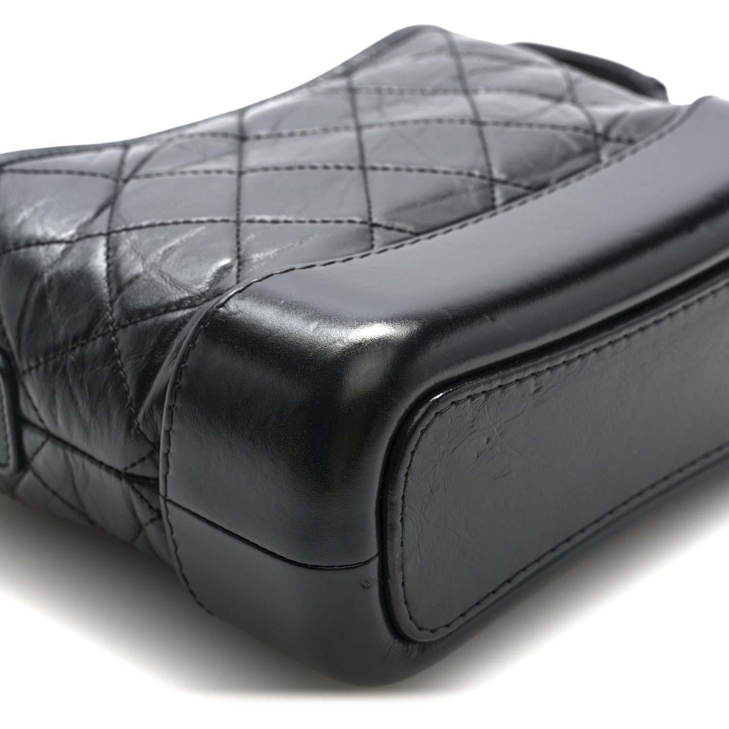 Aged Calfskin Quilted Small Gabrielle Logo Hobo Black
