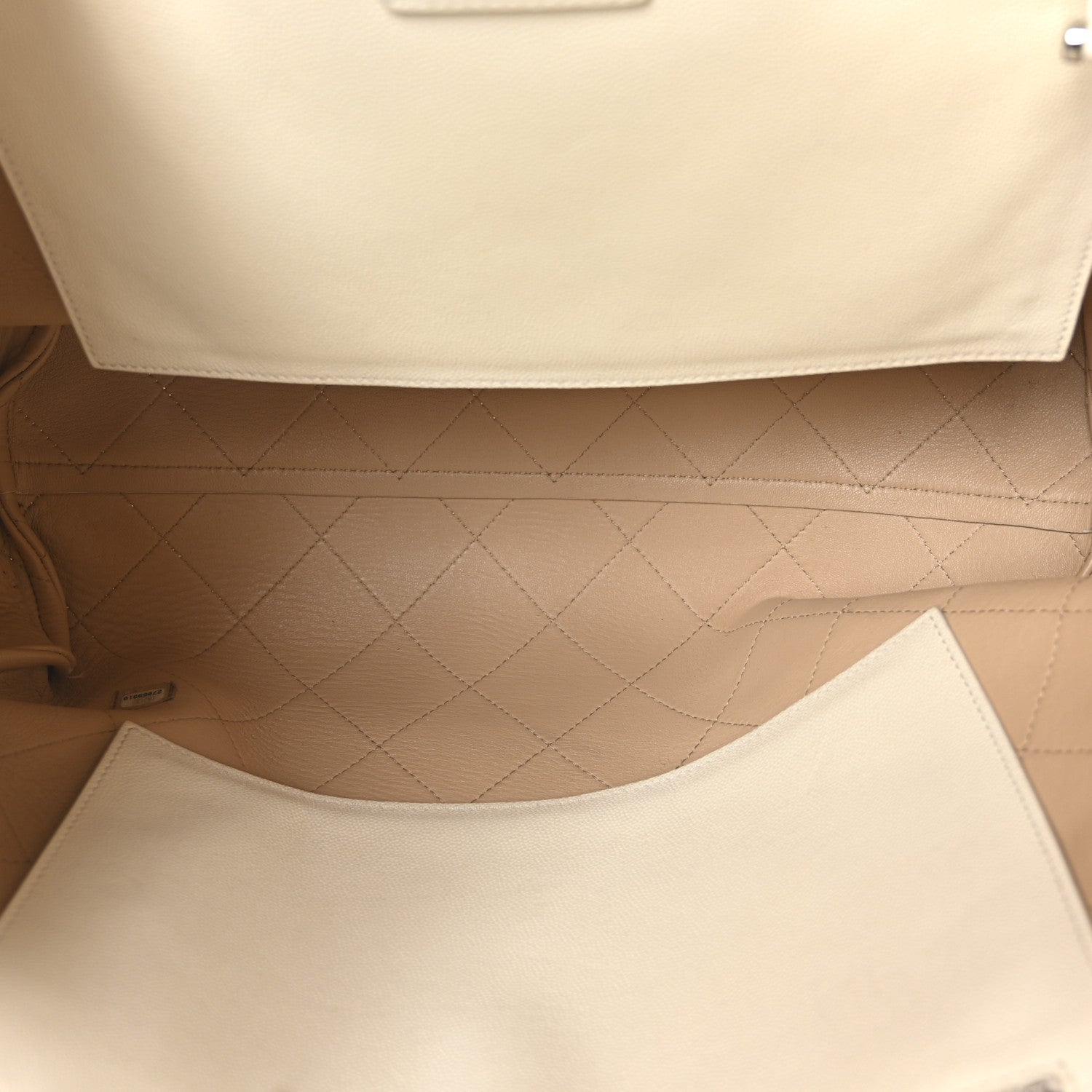 Caviar Stitched Large Lady Coco Shopping Tote White