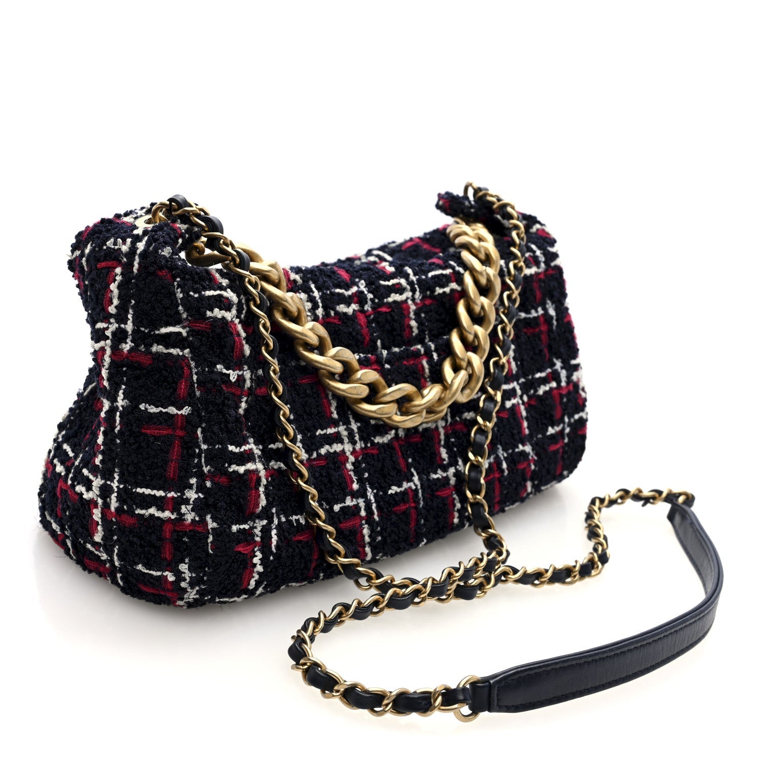 Tweed Calfskin Signe Hobo Navy Multicolor