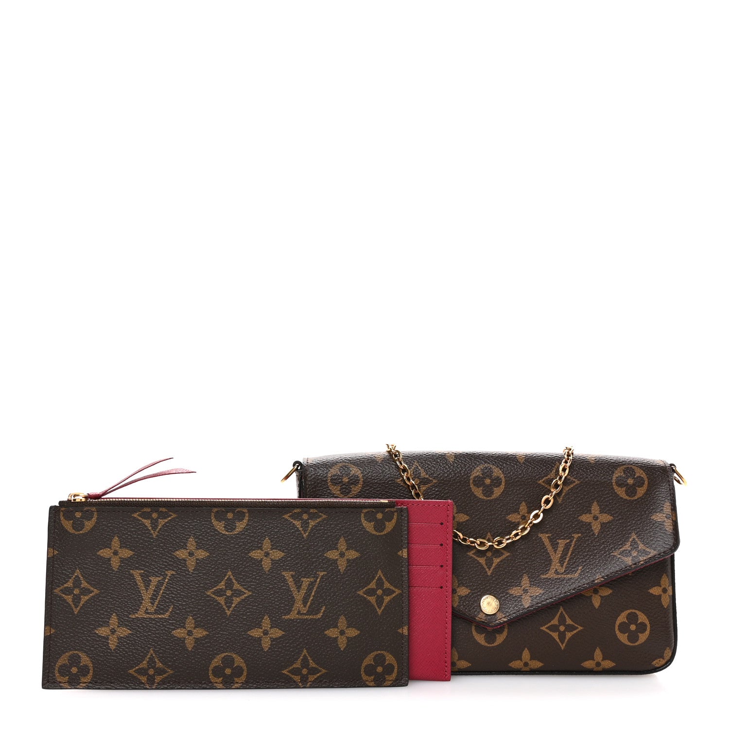 Monogram Pochette Felicie Chain Wallet Fuchsia