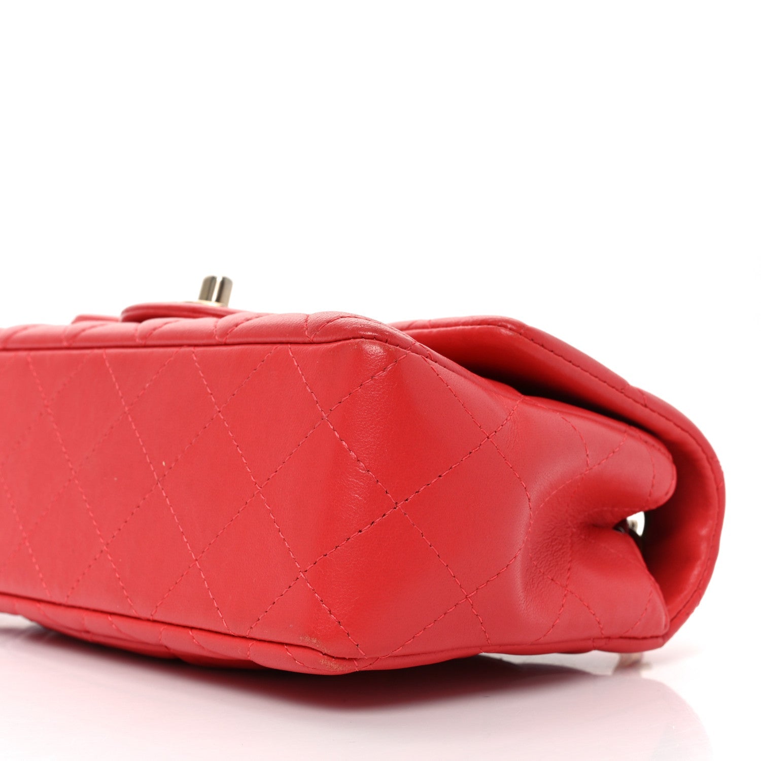 Lambskin Quilted Mini Rectangular Flap Red