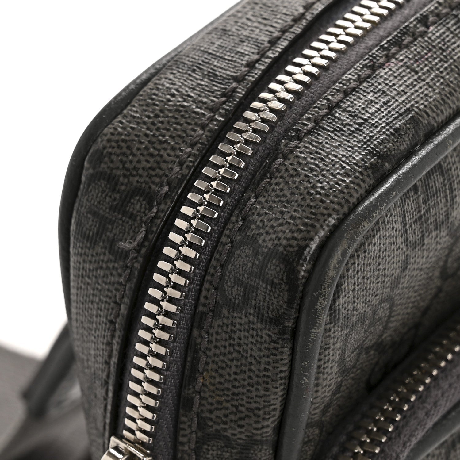 GG Supreme Monogram Textured Dollar Calfskin Mini Ophidia Messenger Grey Black Graphite Grey