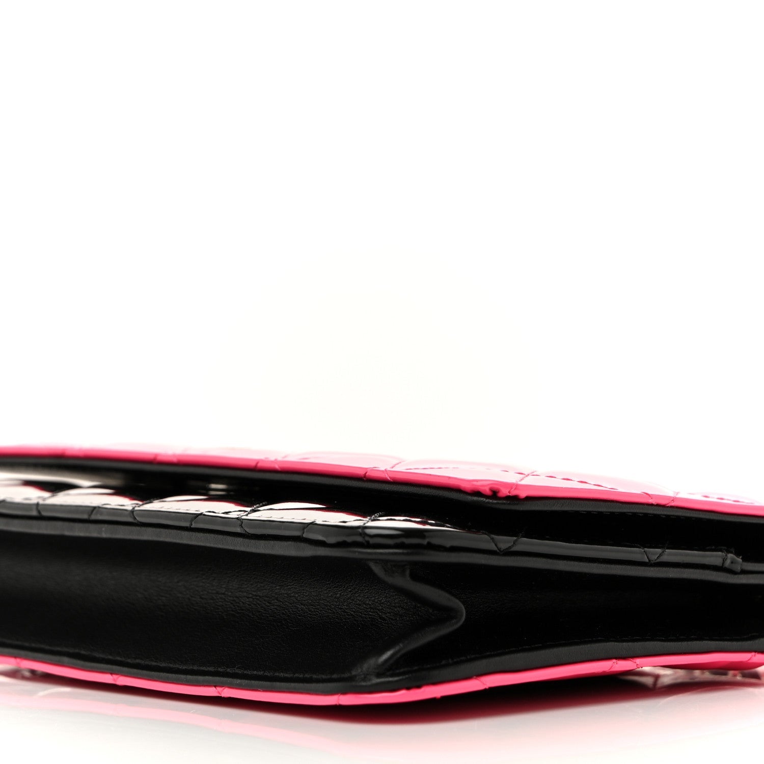 Patent Quilted Bi-Color Wallet On Chain WOC Pink Black