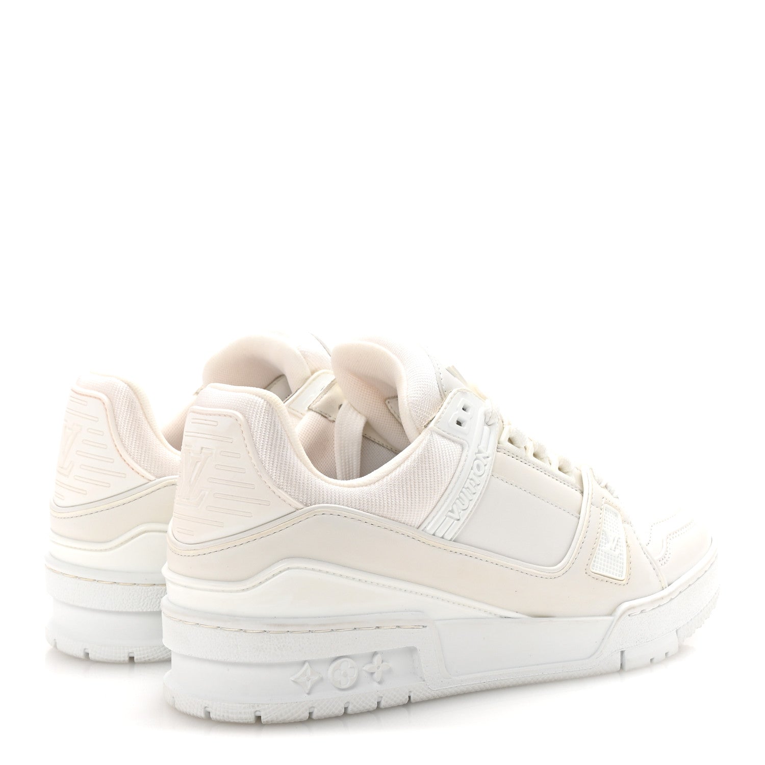 Calfskin Womens LV Trainer Sneakers 37.5 White