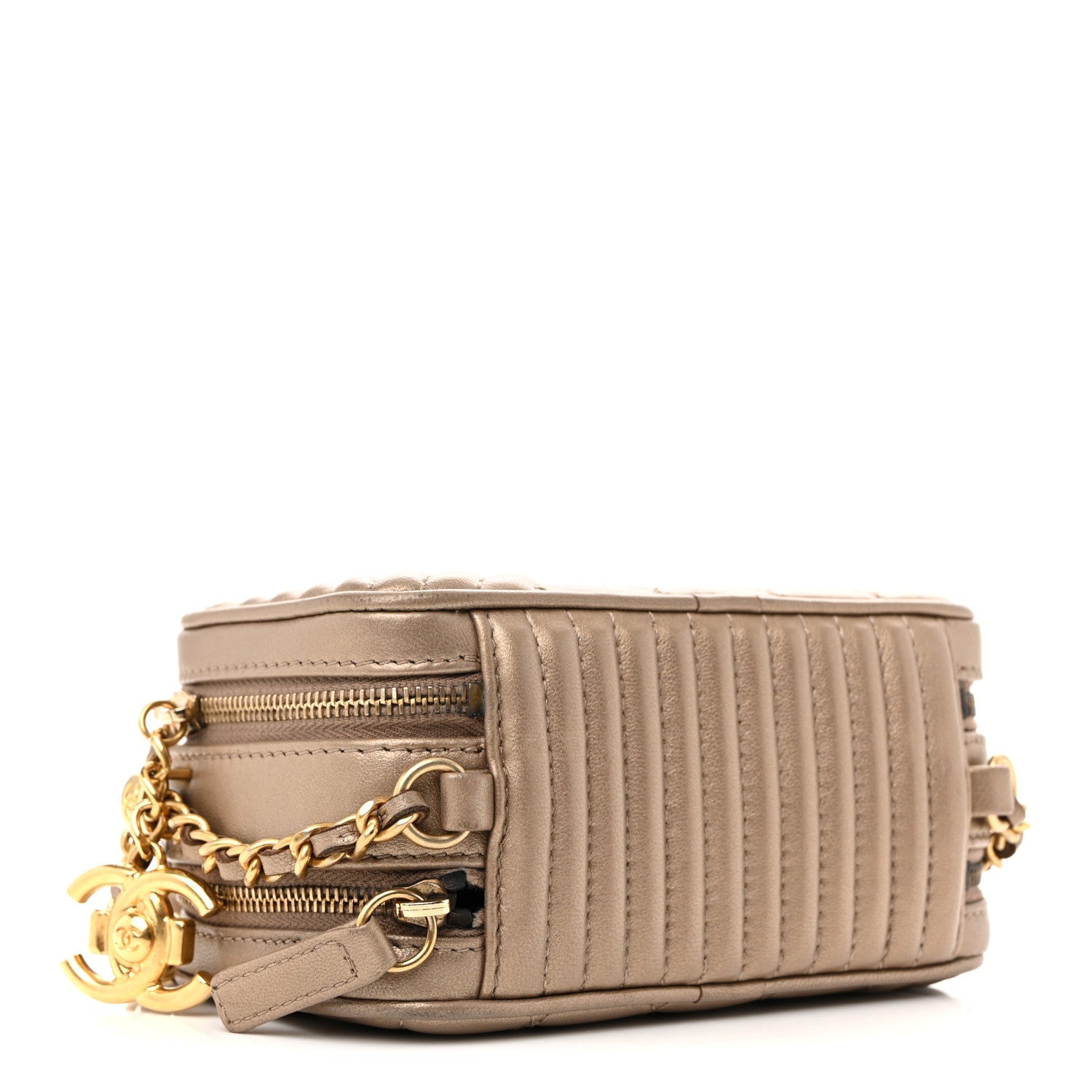 Metallic Lambskin Mini Coco Boy Camera Case Dark Gold