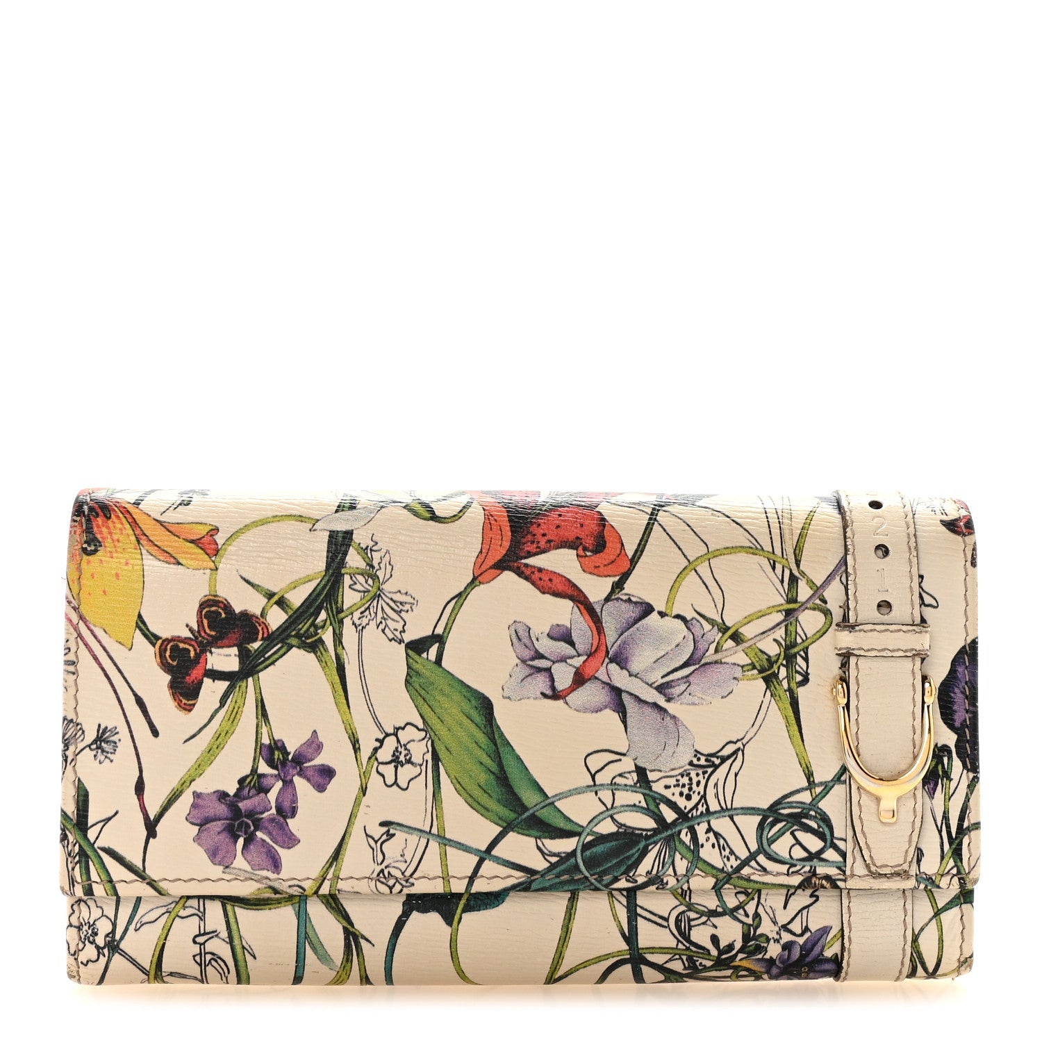 Calfskin Flora Nice Wallet White