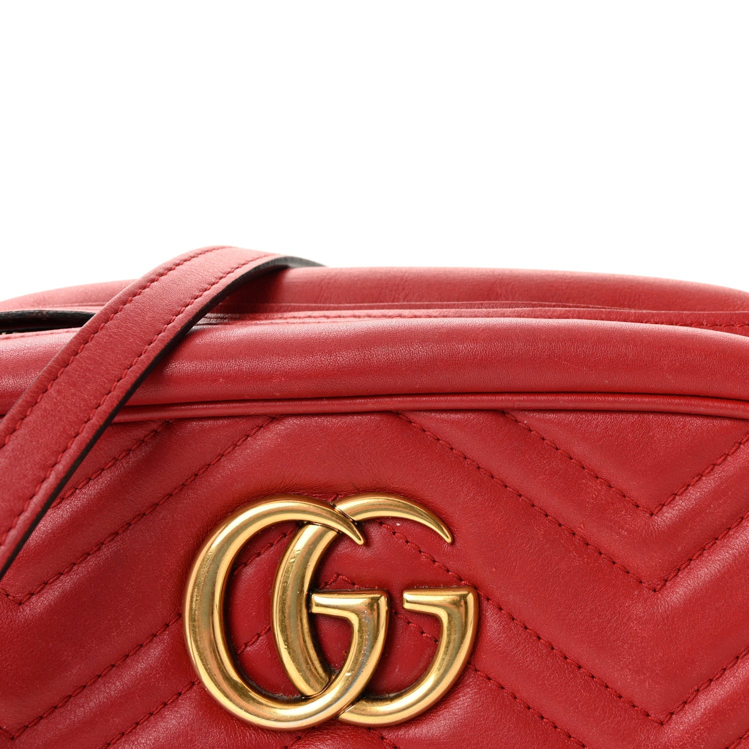 Calfskin Matelasse Small GG Marmont Chain Shoulder Bag Hibiscus Red