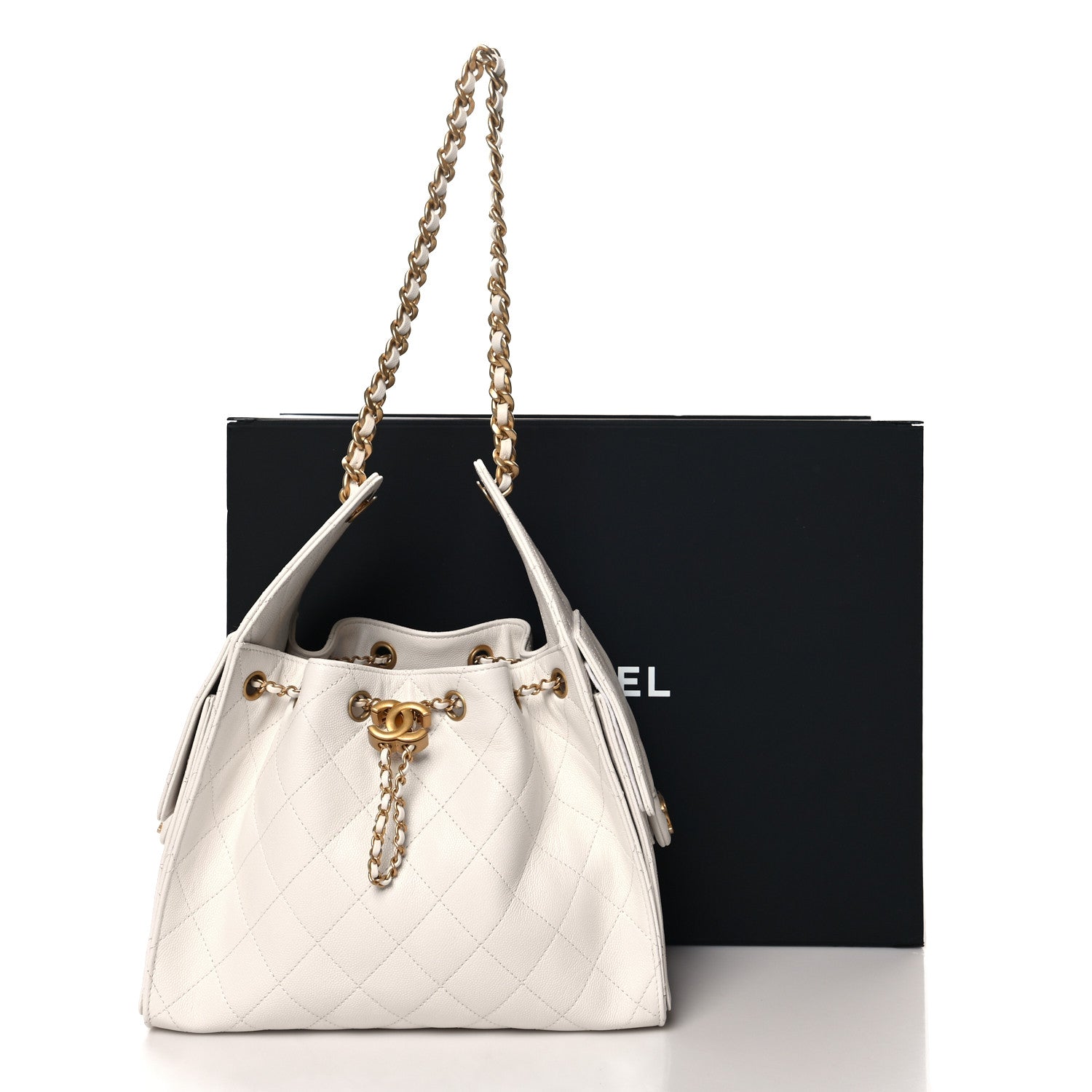 Caviar Quilted Small Chanel 25 Handbag White
