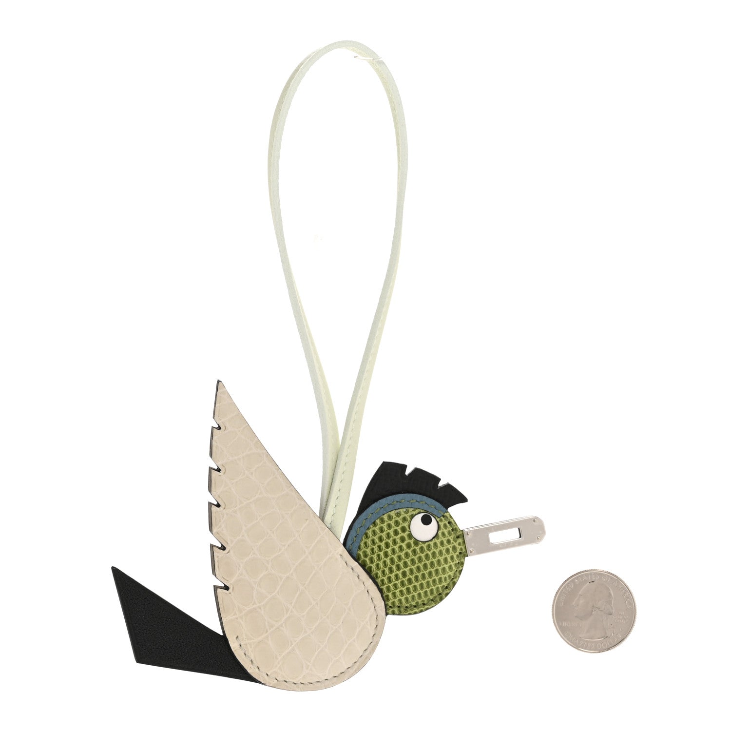 Epsom Swift Alligator Lizard Birdy Bag Charm Vanille Vert Criquet Vert Fizz Bleu Jean Black