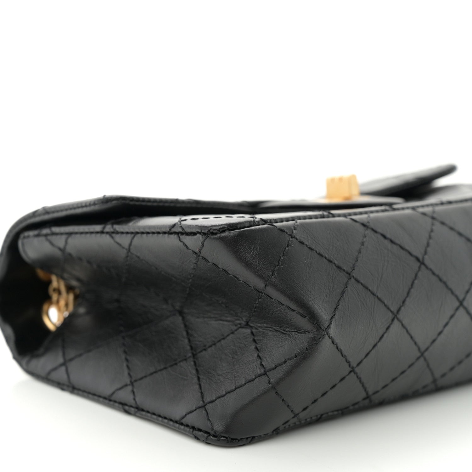 Aged Calfskin Quilted 2.55 Reissue Mini Flap Black