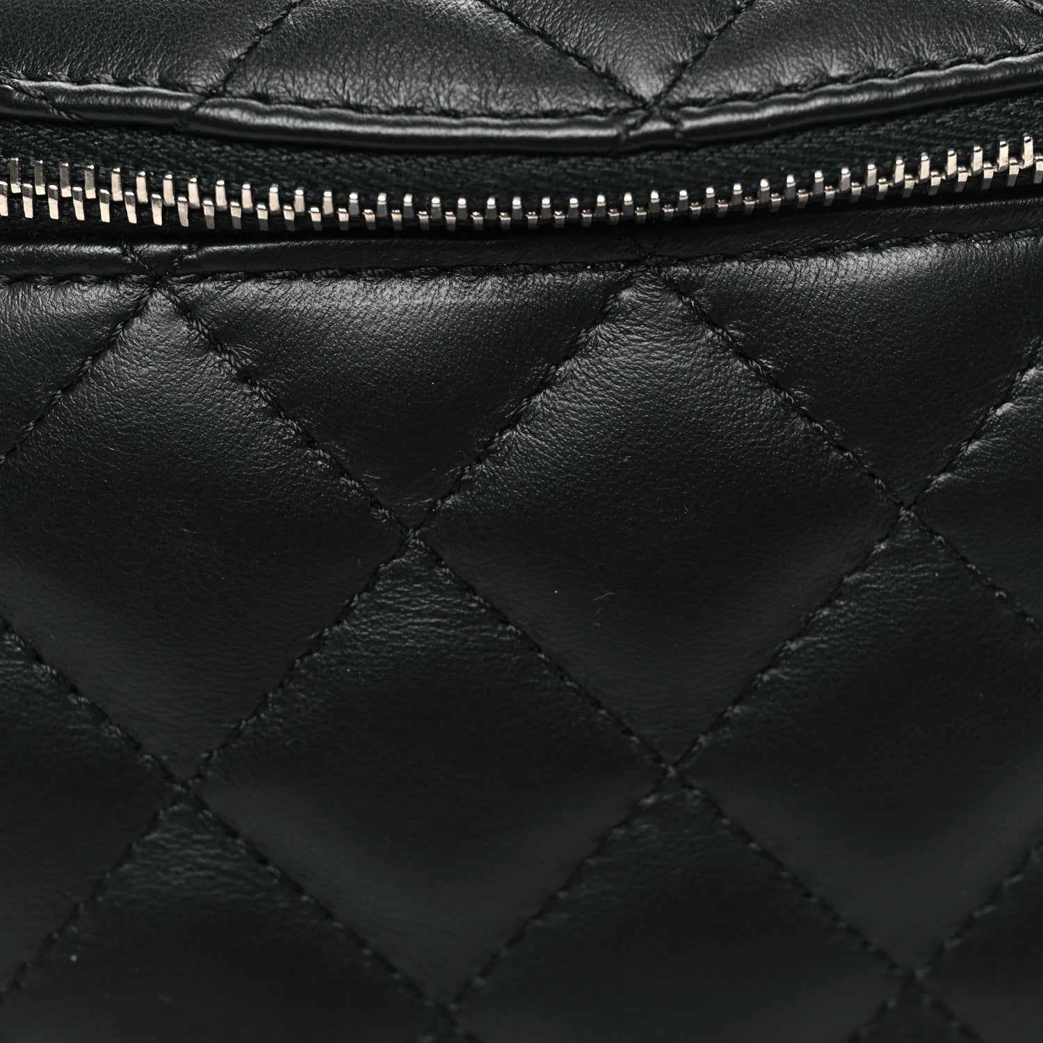 Calfskin Quilted Waist Belt Bag Black