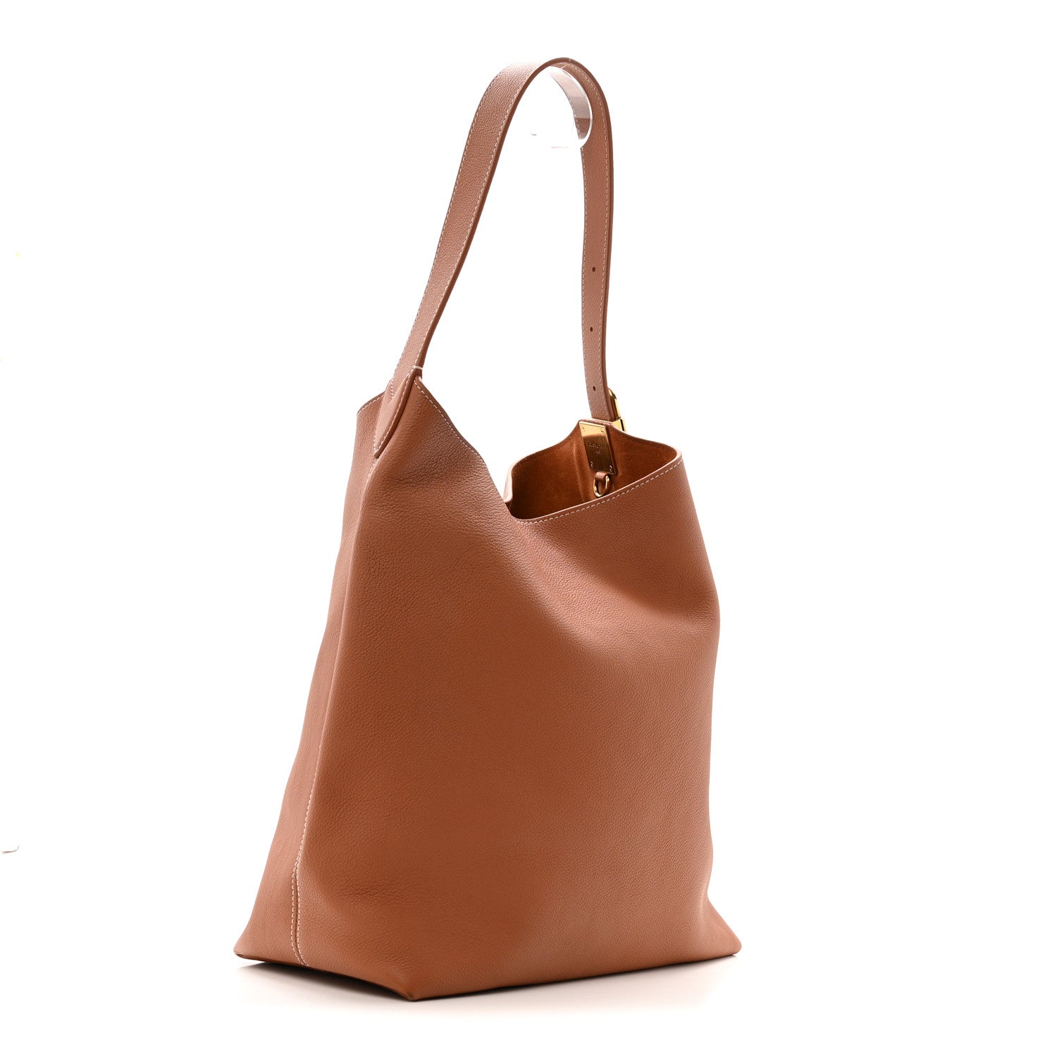 Grained Calfskin Low Key Hobo MM Cognac