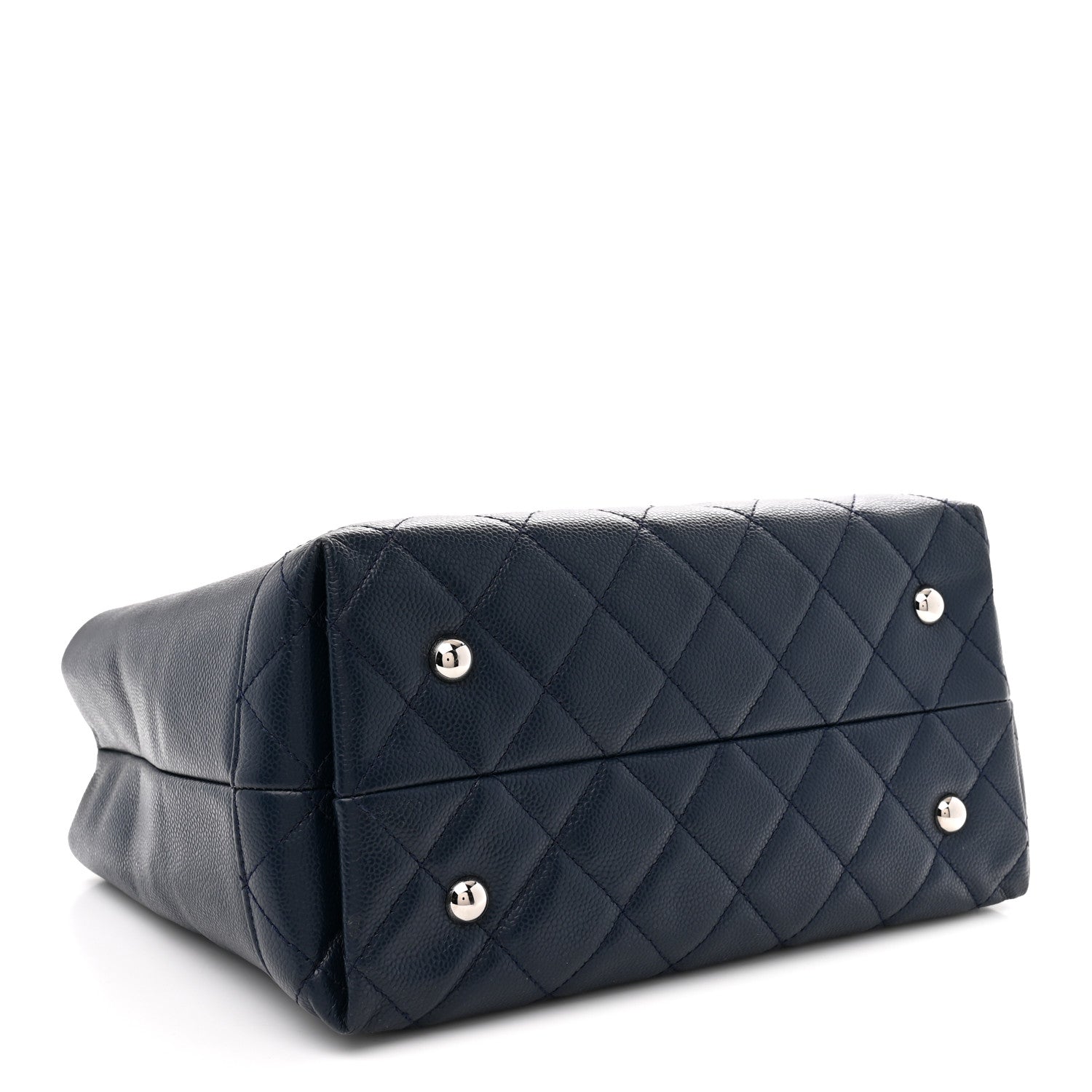 Soft Caviar CC Medium Top Handle Tote Navy Blue
