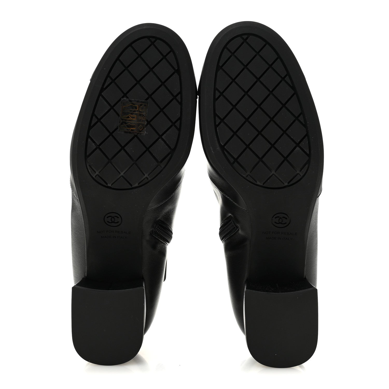 Stretch Lambskin Cap Toe CC Uniform Short Boots 40 Black