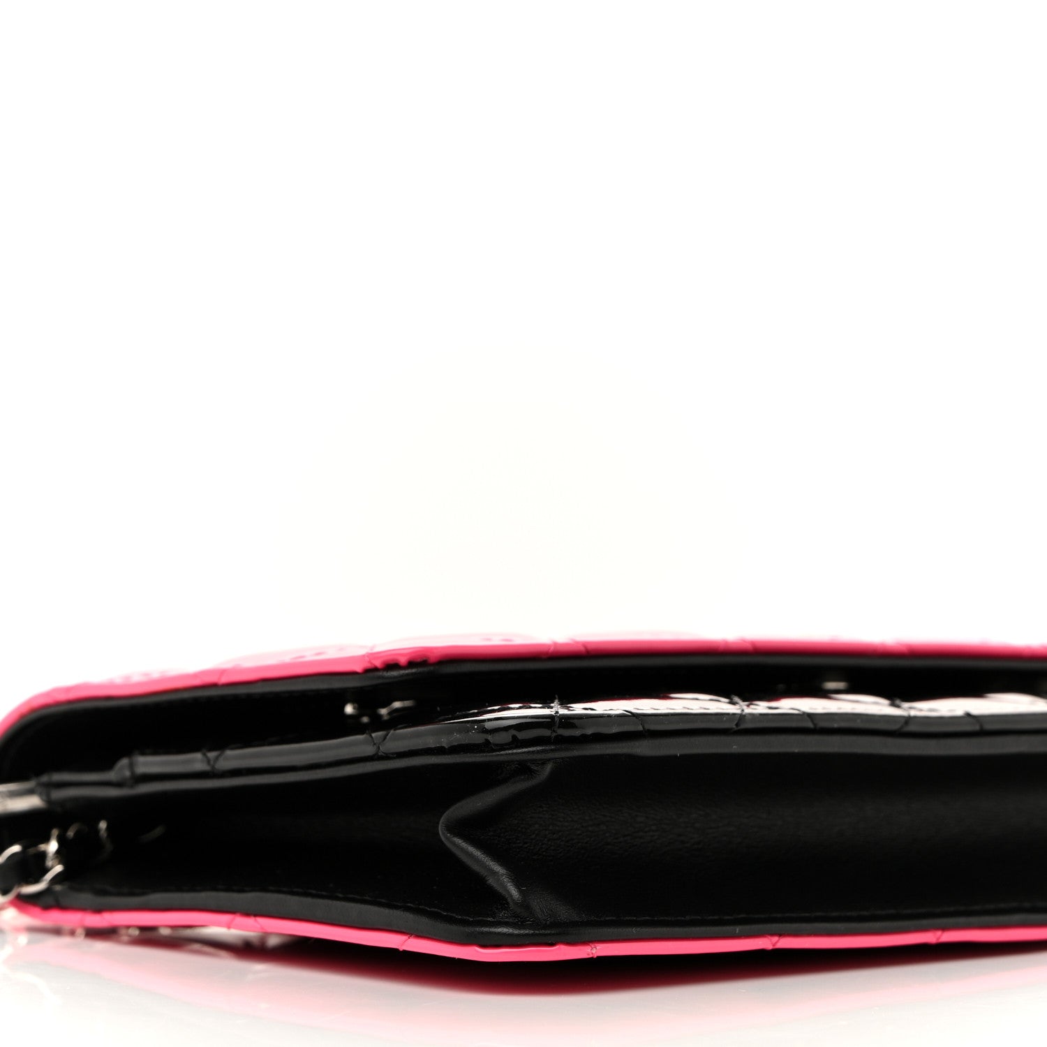 Patent Quilted Bi-Color Wallet On Chain WOC Pink Black