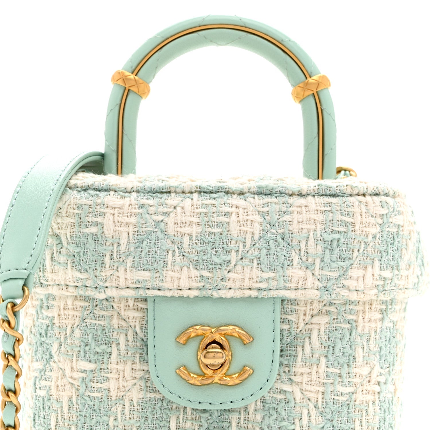 Tweed Handle Crush Small Vanity Case Light Green