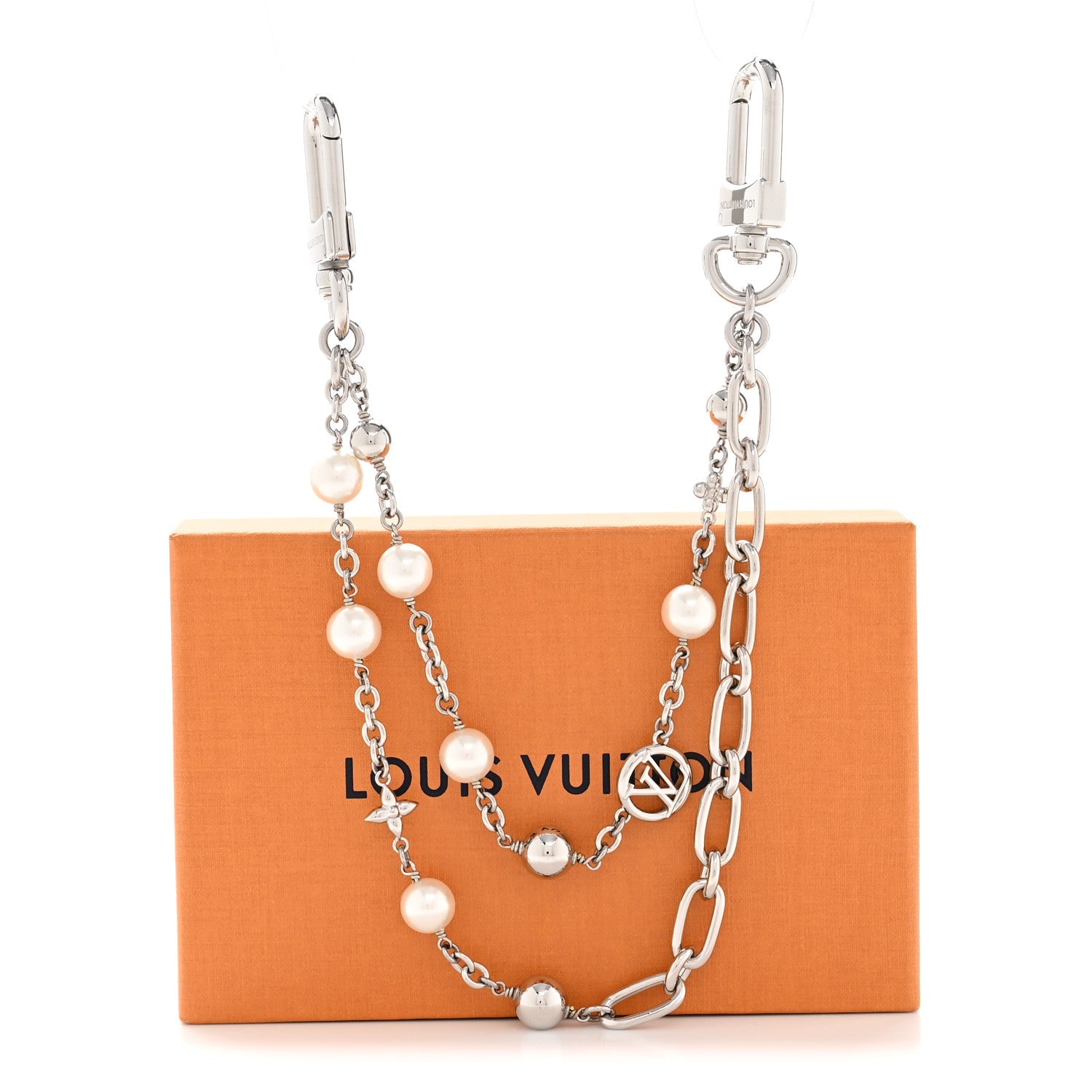 Metal Pearl Chain Midnight Bag Charm Silver