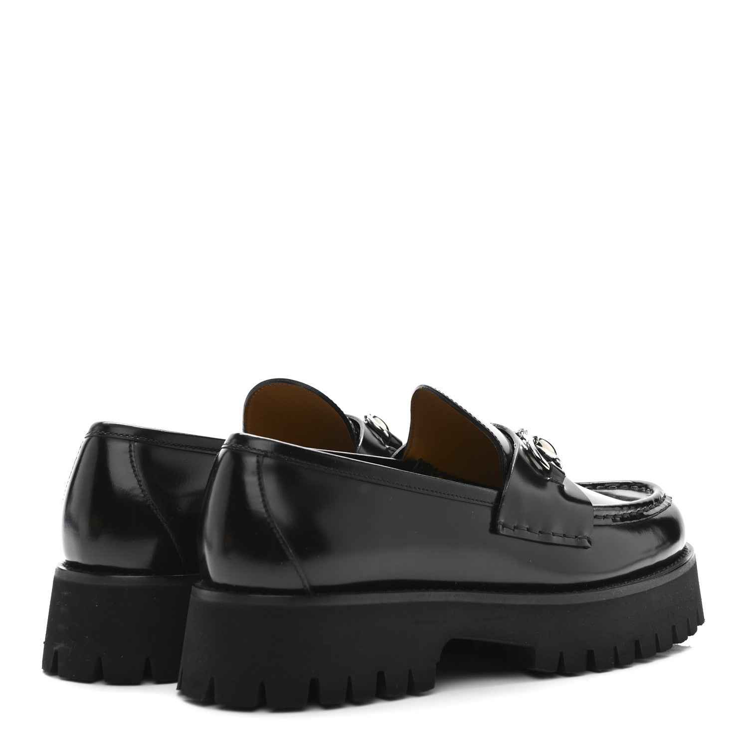 Cordovan Lux Womens Horsebit 45mm Platform Loafers 39.5 Black