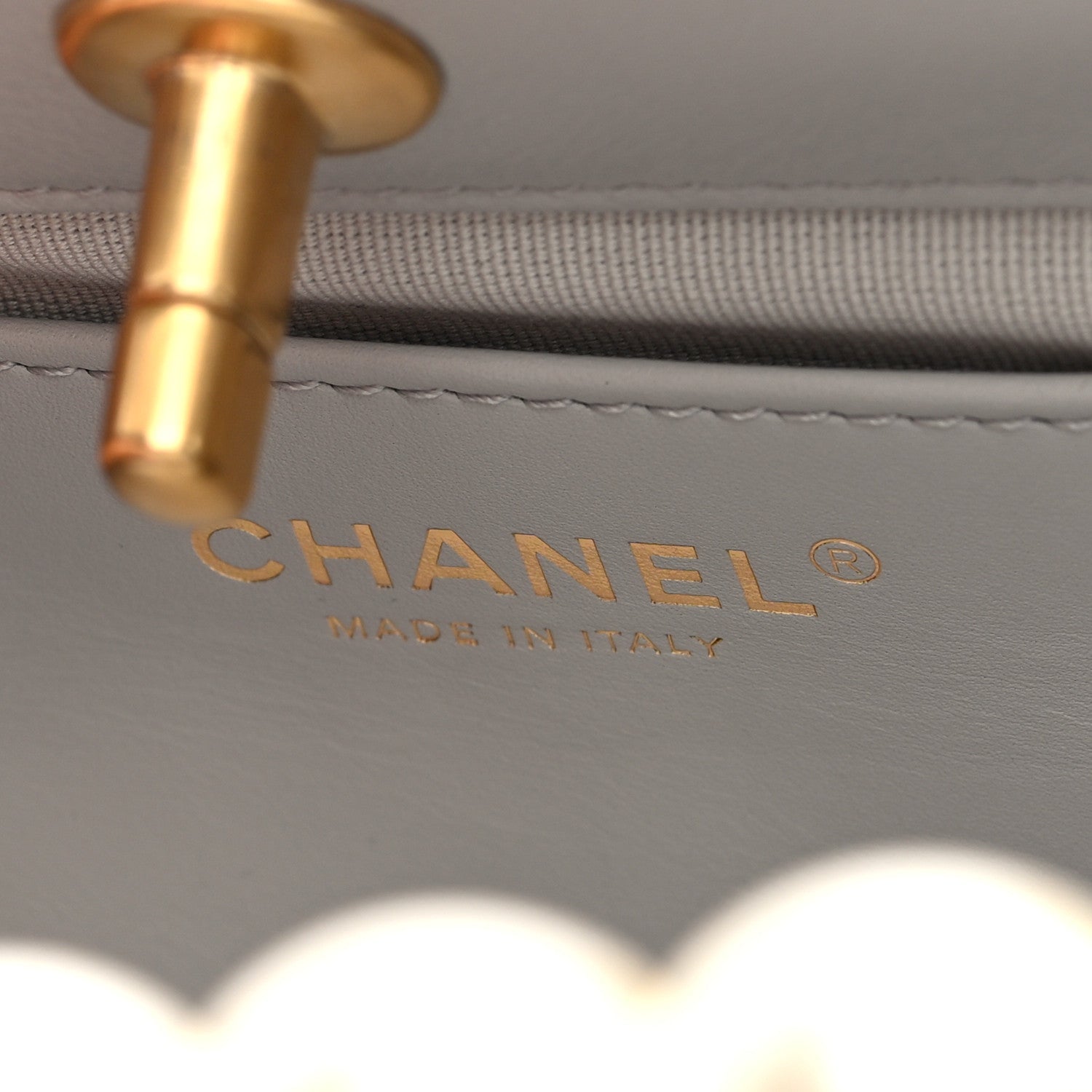 Calfskin Pearl Small Shopping Bag Grey