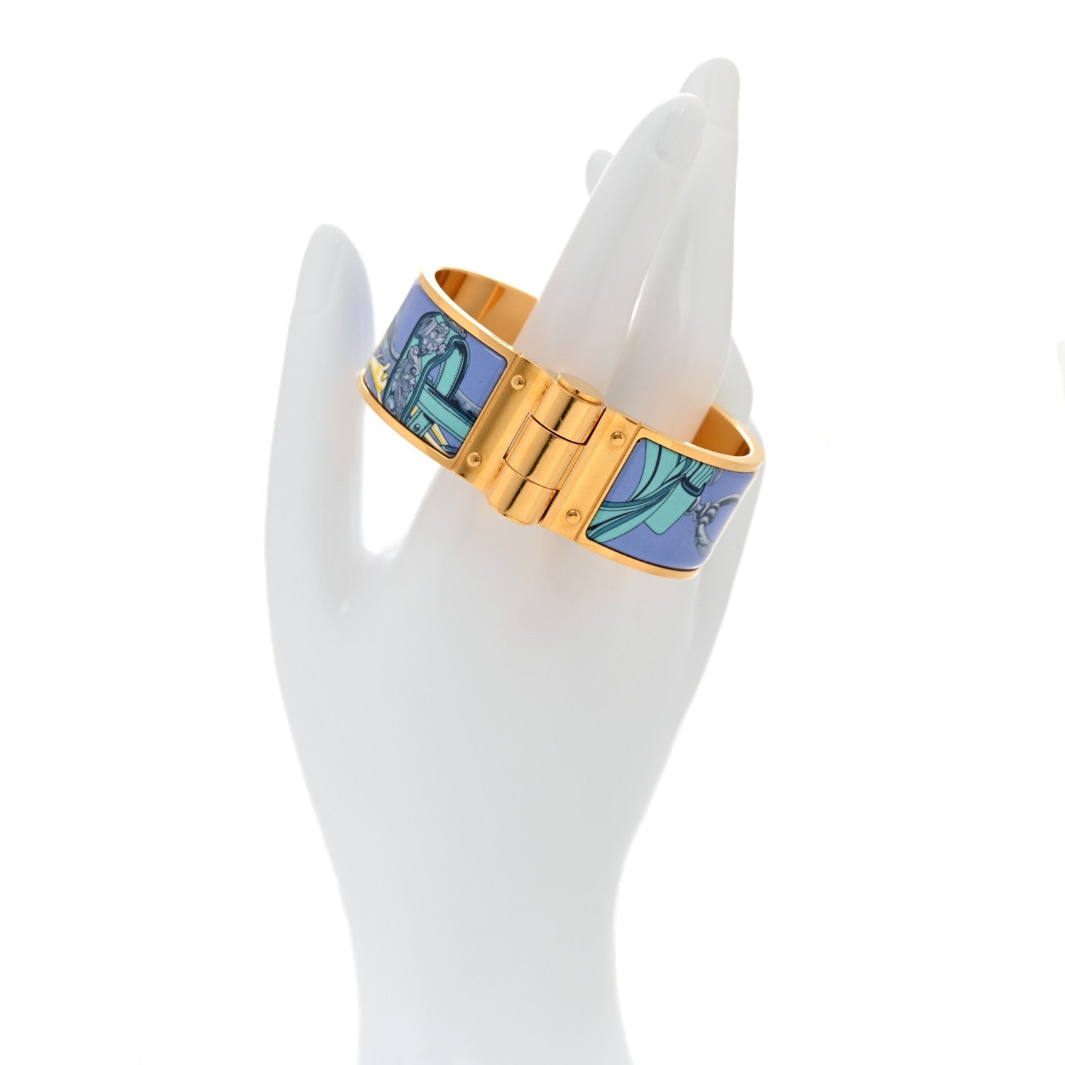 Enamel Printed Charniere Wide Hinged Bracelet S