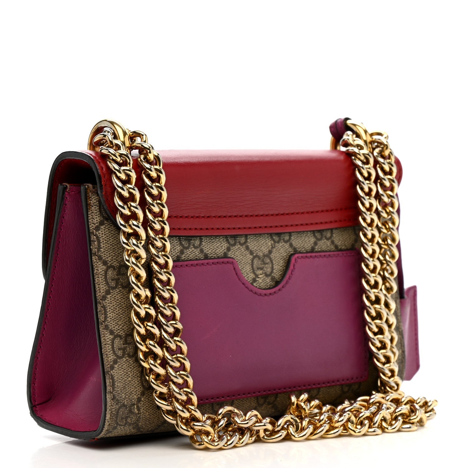 GG Supreme Monogram Calfskin Small Padlock Shoulder Bag Beige Hibiscus Red New Rosette