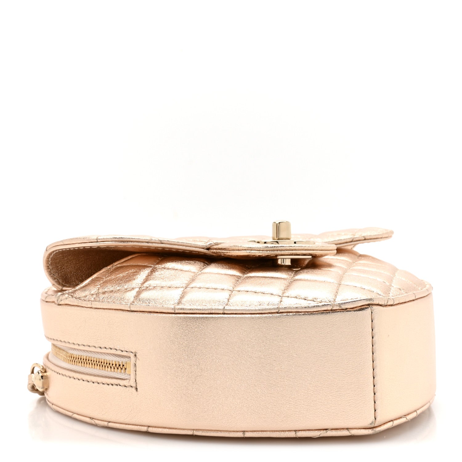 Metallic Lambskin Quilted CC In Love Heart Bag Gold