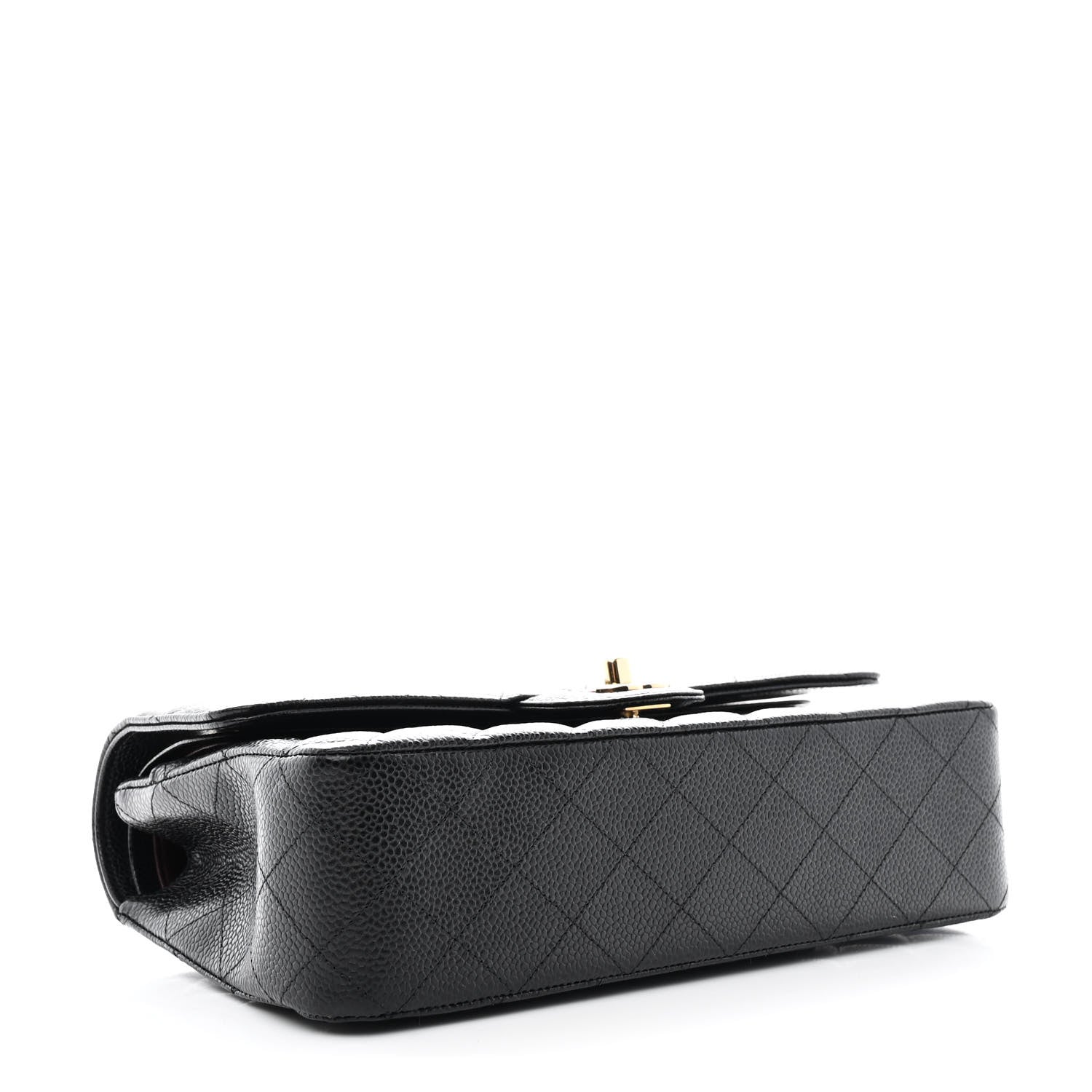 Caviar Quilted Medium Double Flap Black
