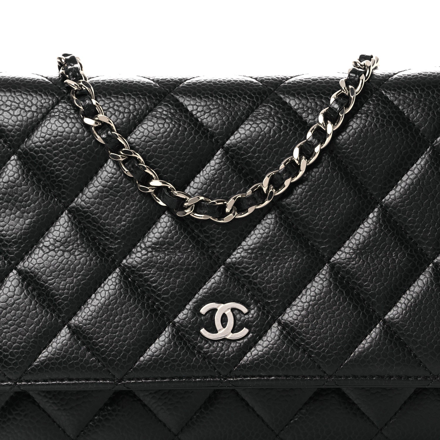 Caviar Quilted Wallet On Chain WOC Black