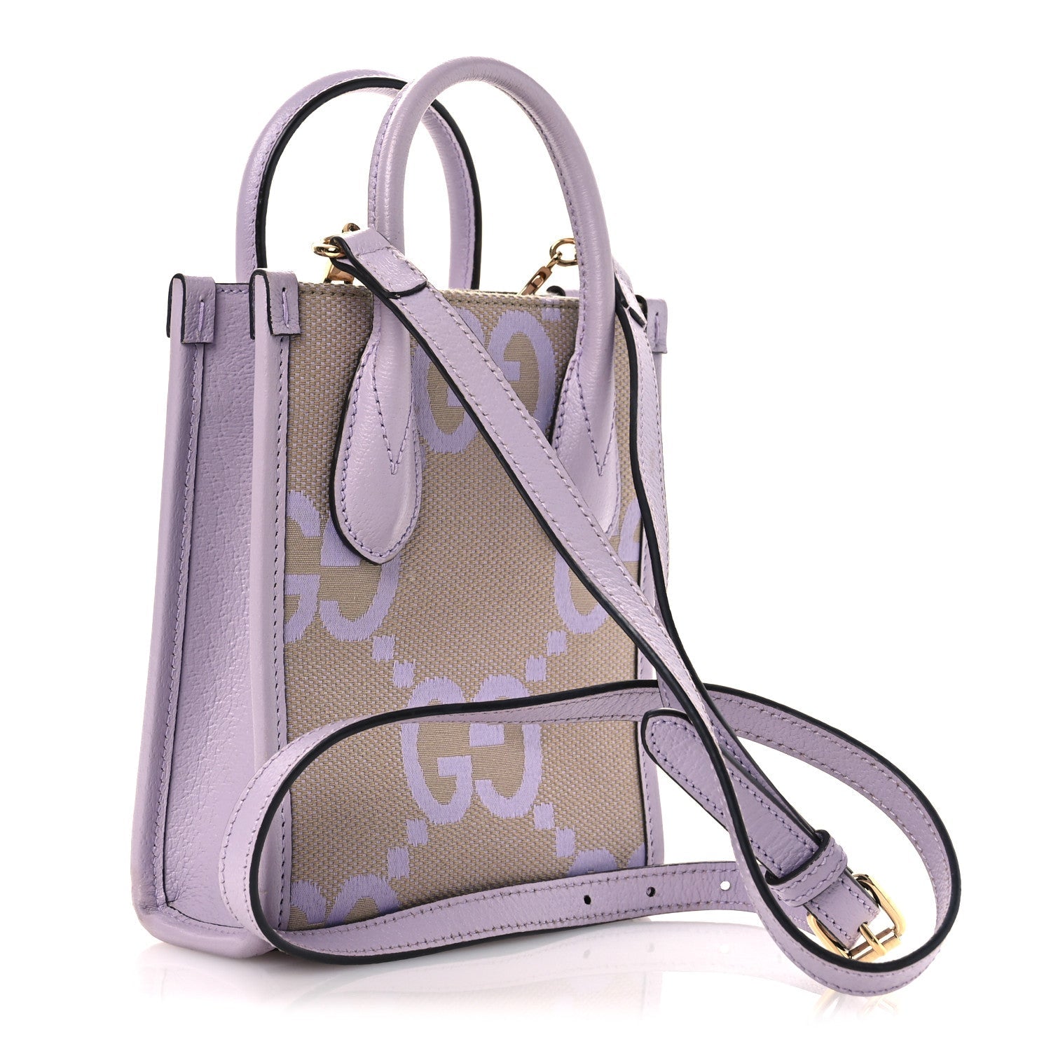 Monogram Jumbo GG Textured Dollar Calfskin Mini Tote Bag Beige Lapis