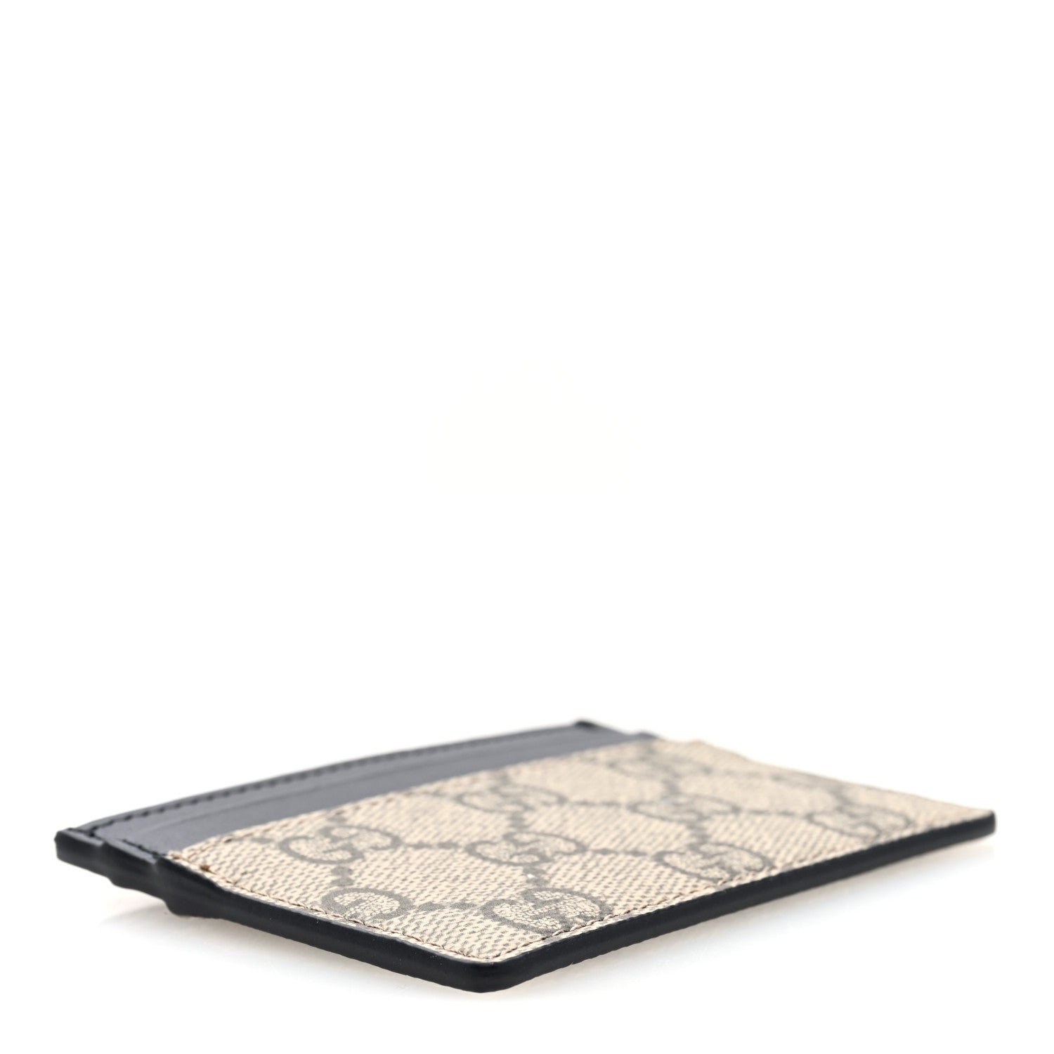 GG Supreme Monogram Calfskin Card Holder Beige Black