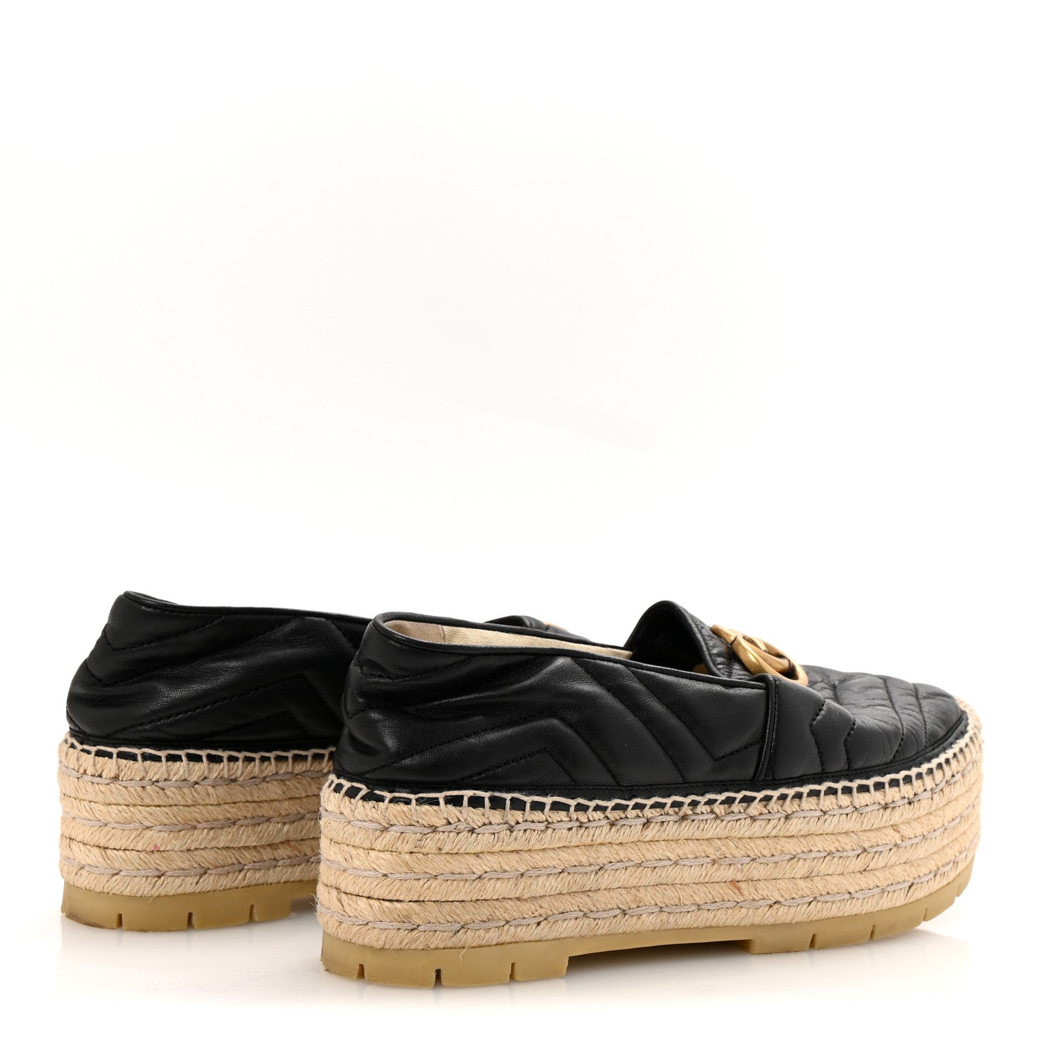 Nappa Matelasse GG Marmont Platform Espadrilles 39 Black