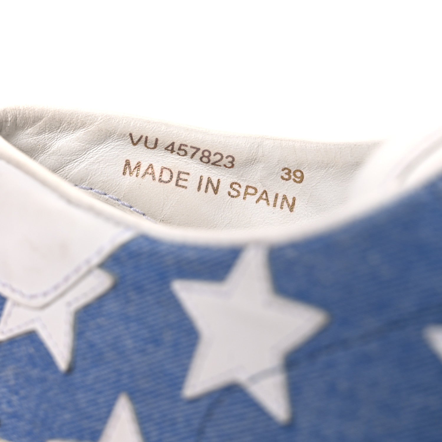 Denim Calfskin Star Court Sneakers 39 Blue