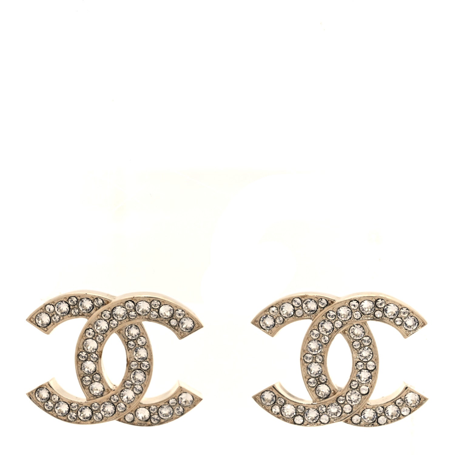 Crystal CC Stud Earrings Gold