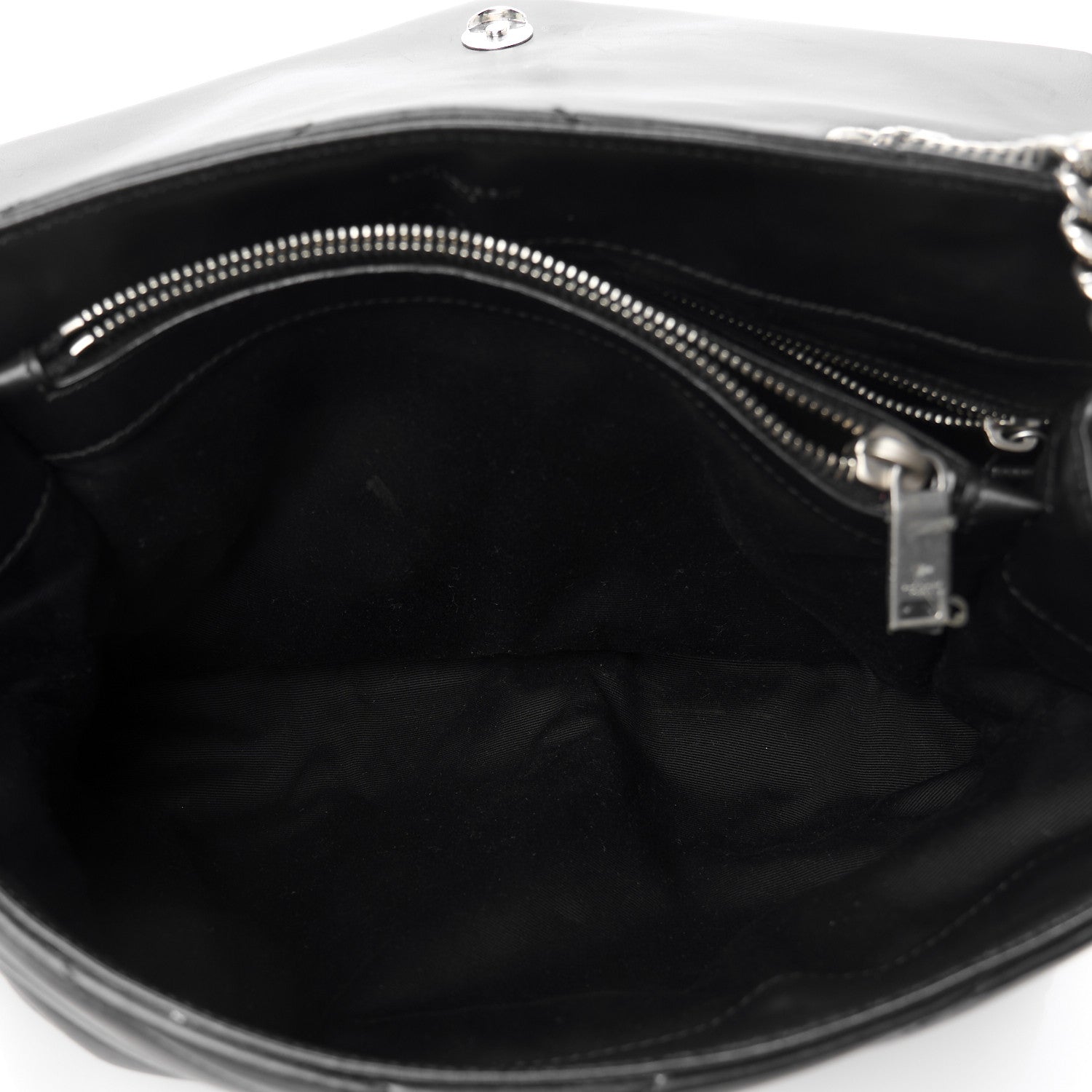 Calfskin Y Quilted Monogram Medium Loulou Chain Satchel Black