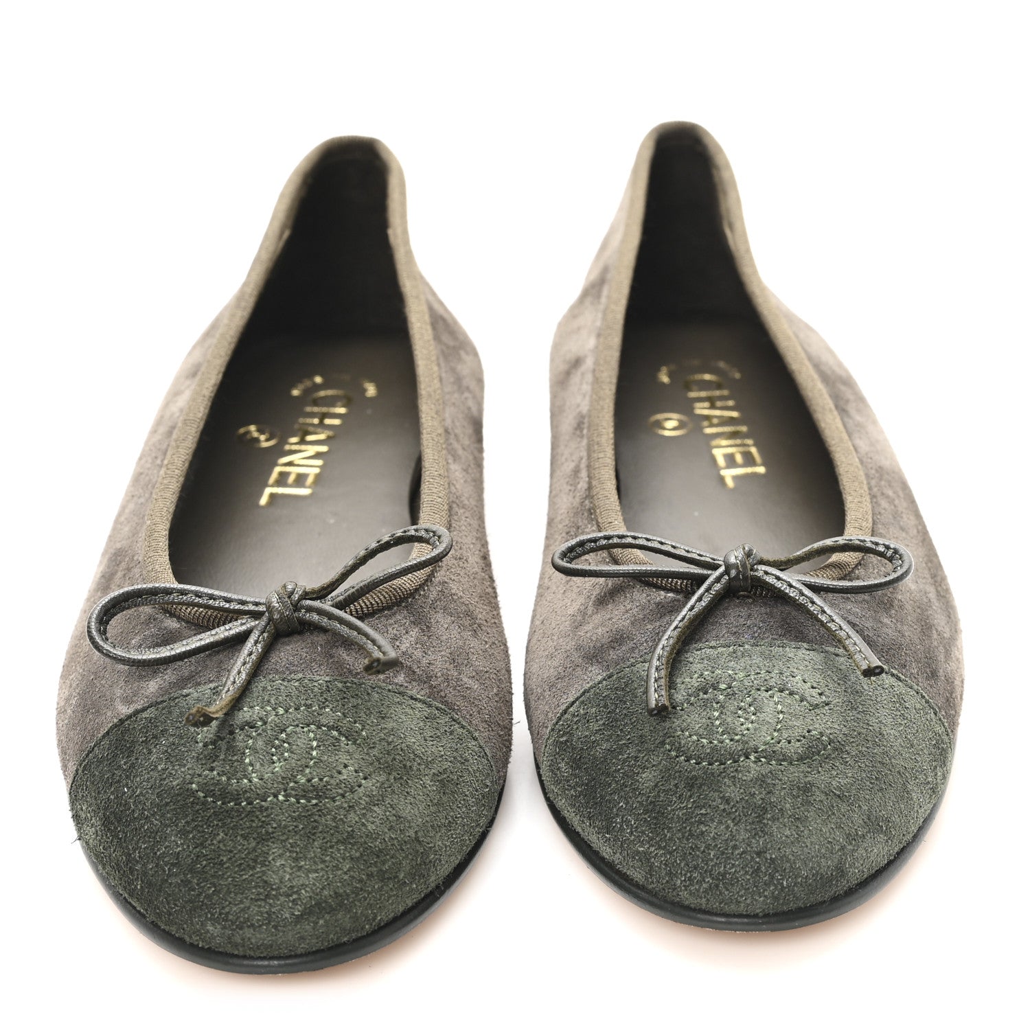 Suede Cap Toe CC Ballerina Flats 37 Grey Green