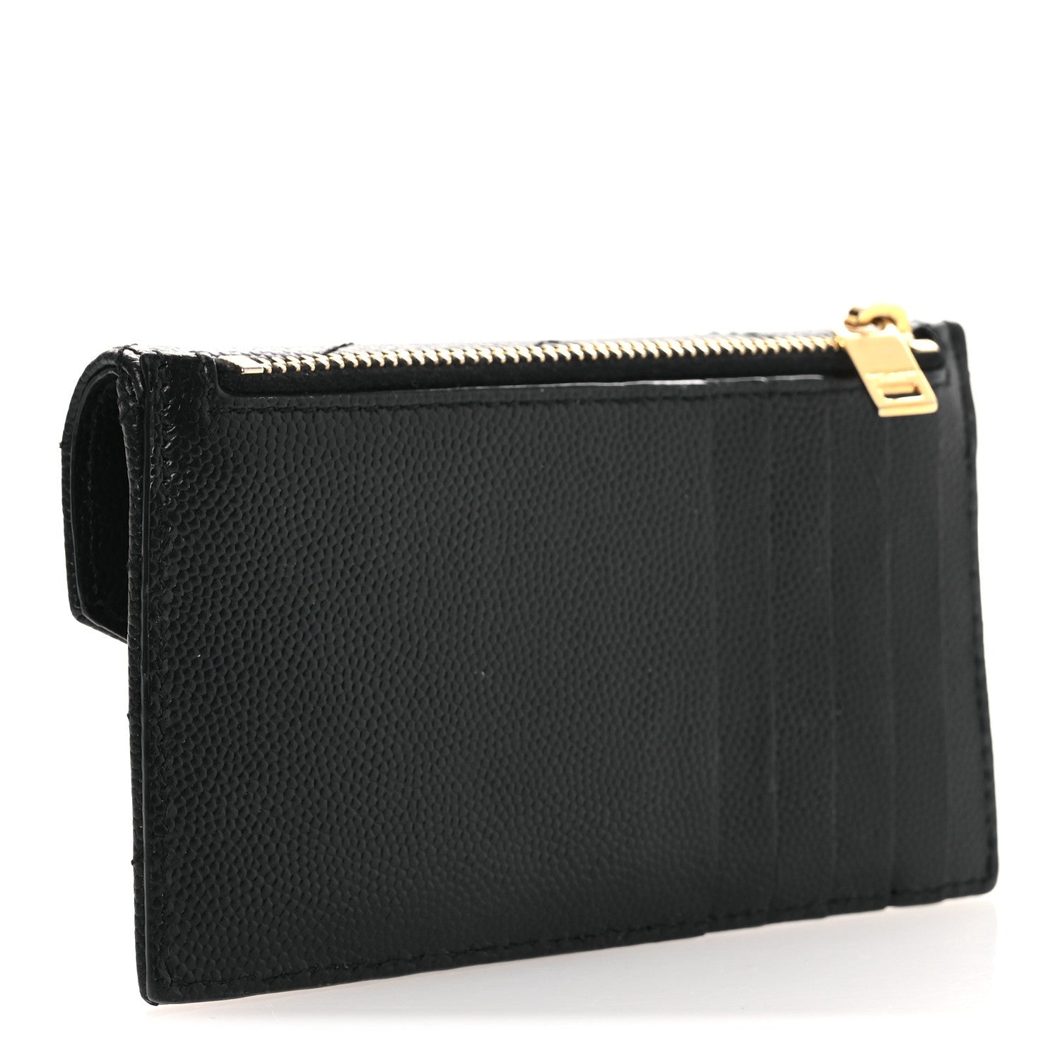 Grain De Poudre Matelasse Chevron Monogram Compact Wallet Black