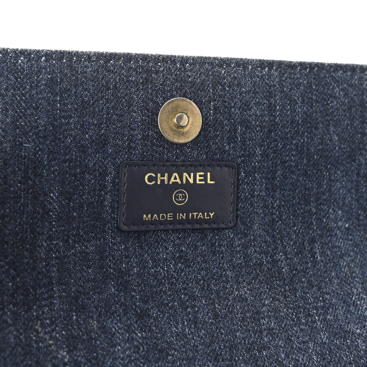 Denim Quilted Chanel 19 Flap Phone Holder With Chain Blue