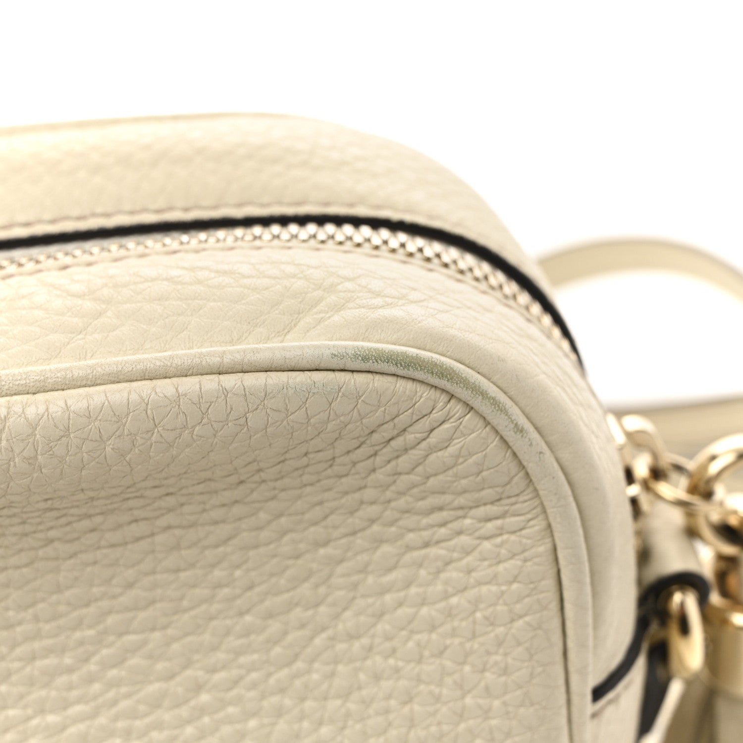 Pebbled Calfskin Small Soho Disco Bag Off White