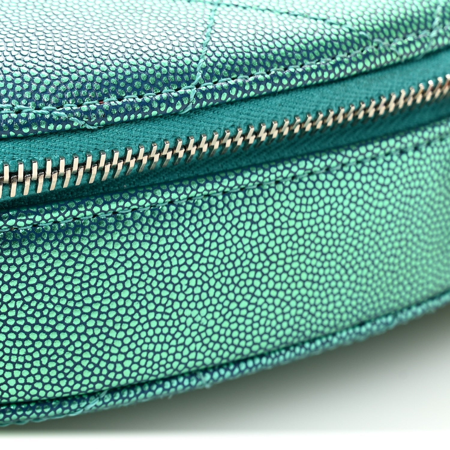 Metallic Caviar Quilted Camera Case Blue
