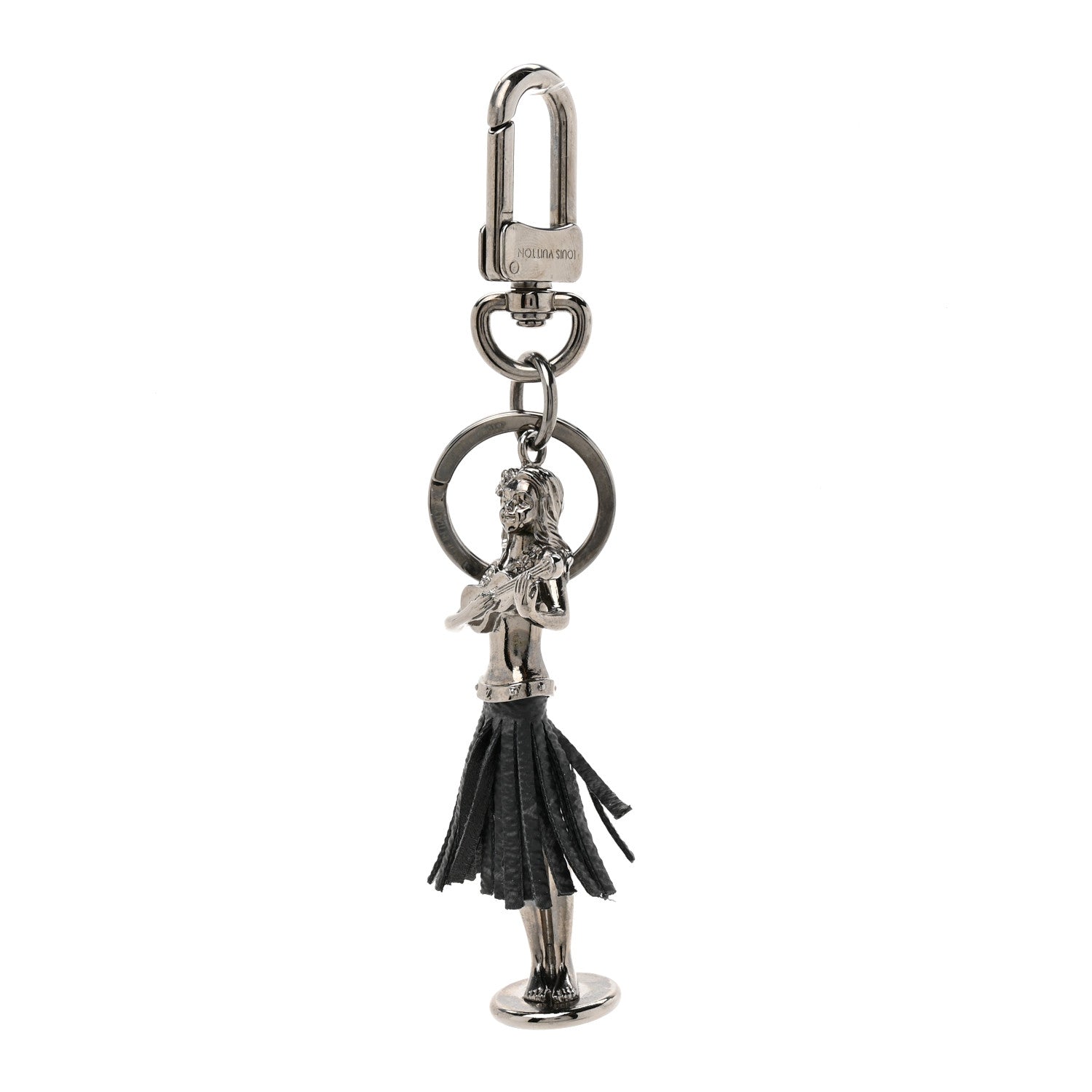 Metal Aloha Hula Girl Bag Charm Key Holder Silver
