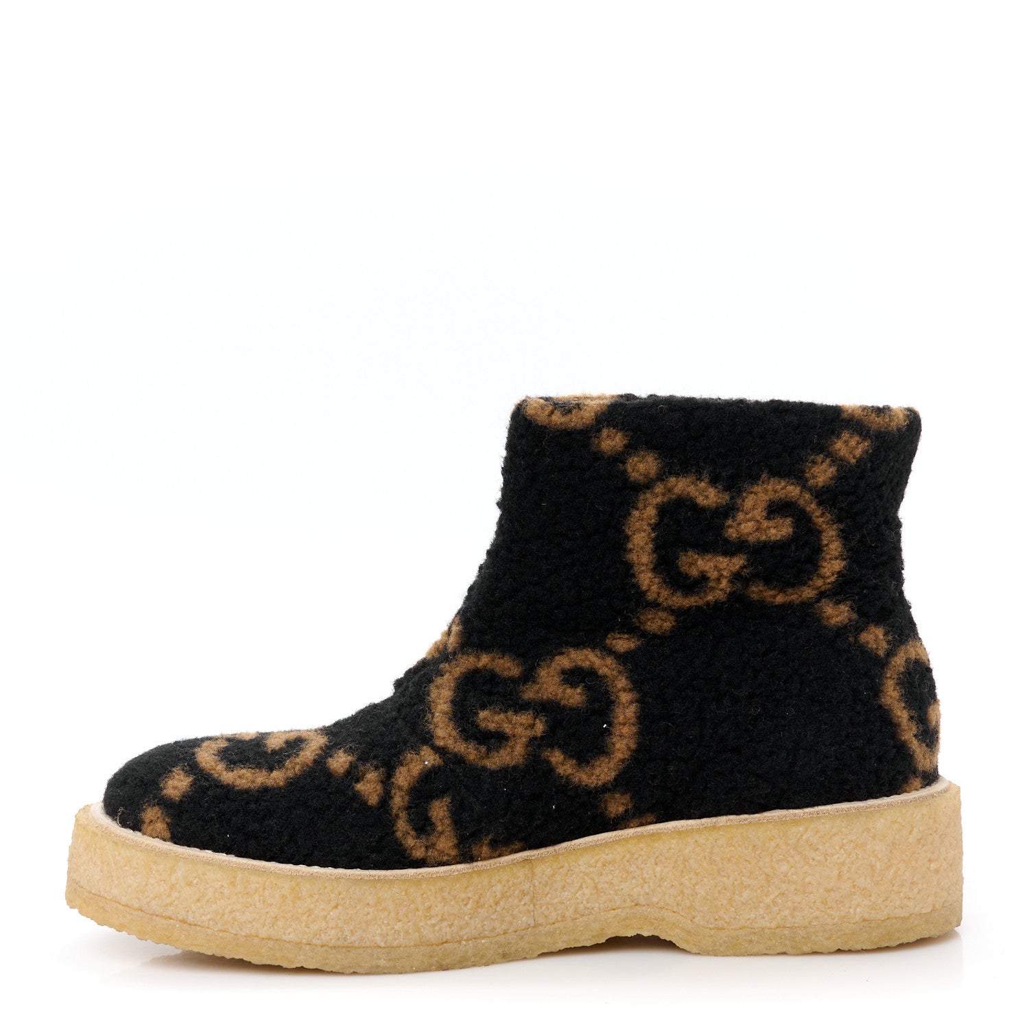 Faux Shearling Hooper GG Womens Ankle Boots 38.5 Black Natural Tan