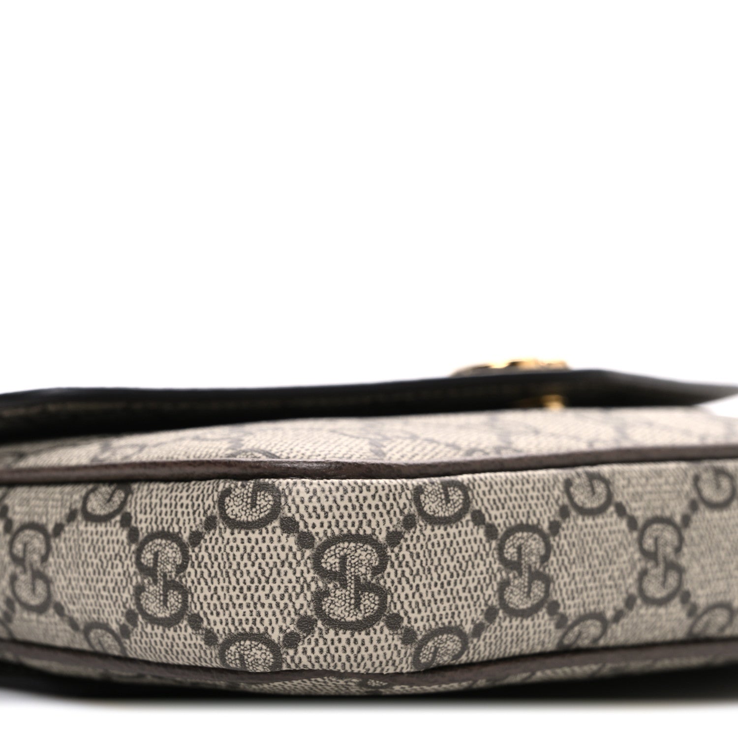 GG Supreme Monogram Textured Dollar Calfskin Web Mini Ophidia Envelope Shoulder Bag Beige Ebony New Acero