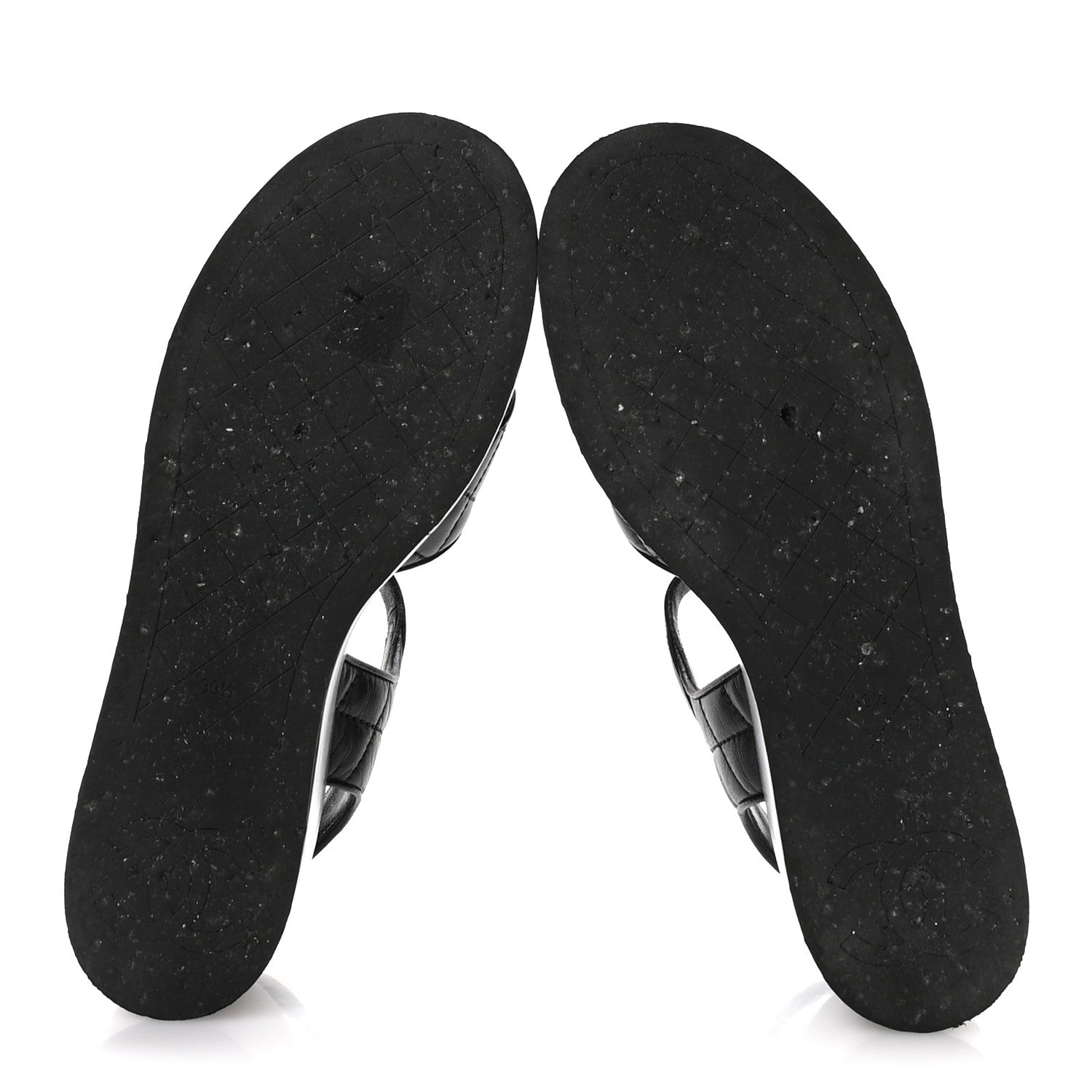 Lambskin Quilted Platform Sandals 39.5 Black