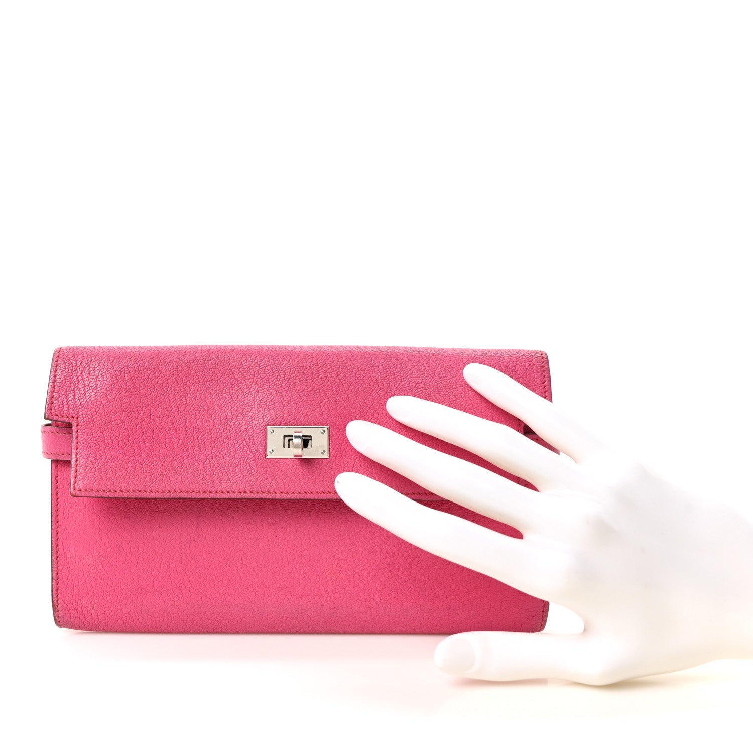 Chevre Mysore Kelly Longue Wallet Rose Shocking