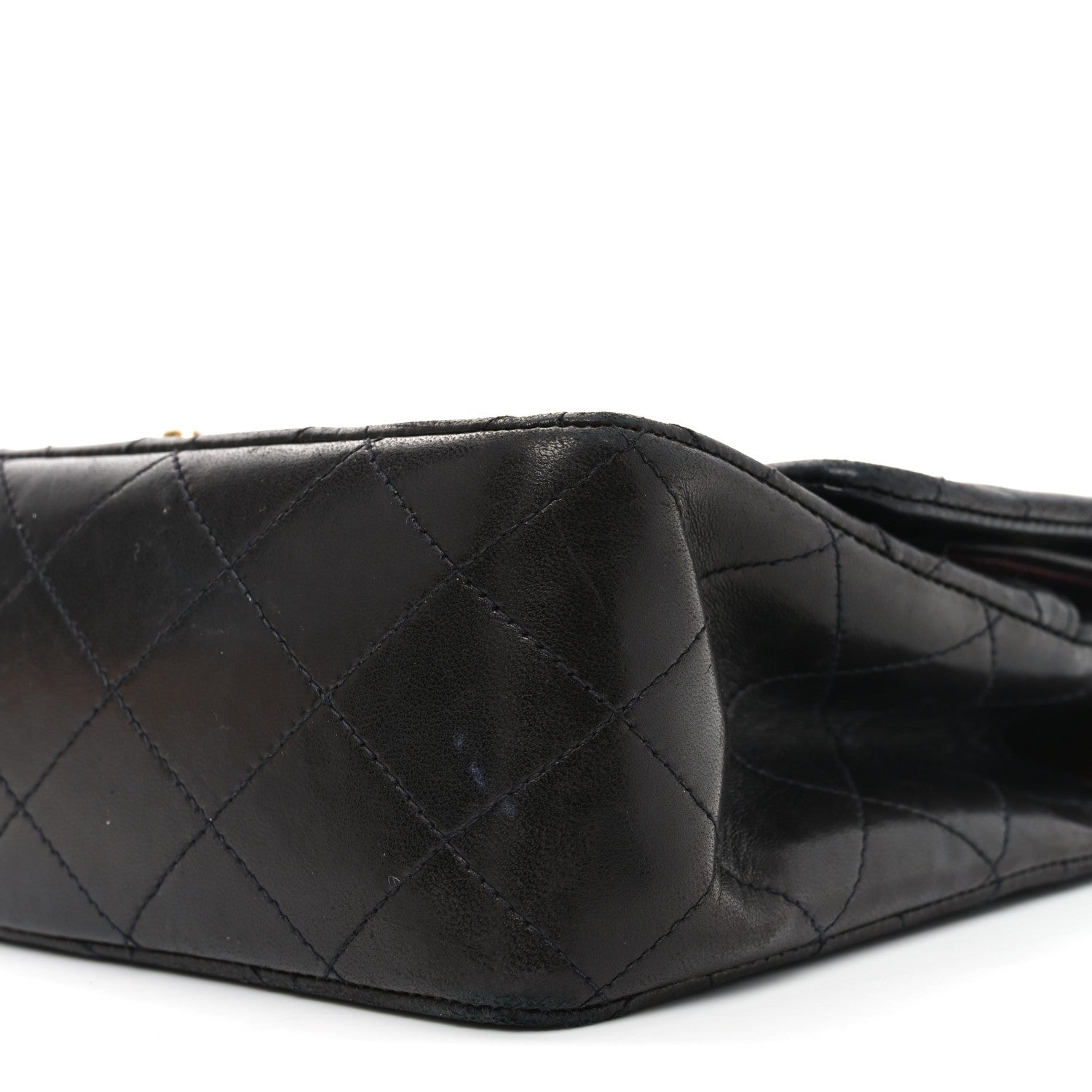 Lambskin Quilted Medium Double Flap Black