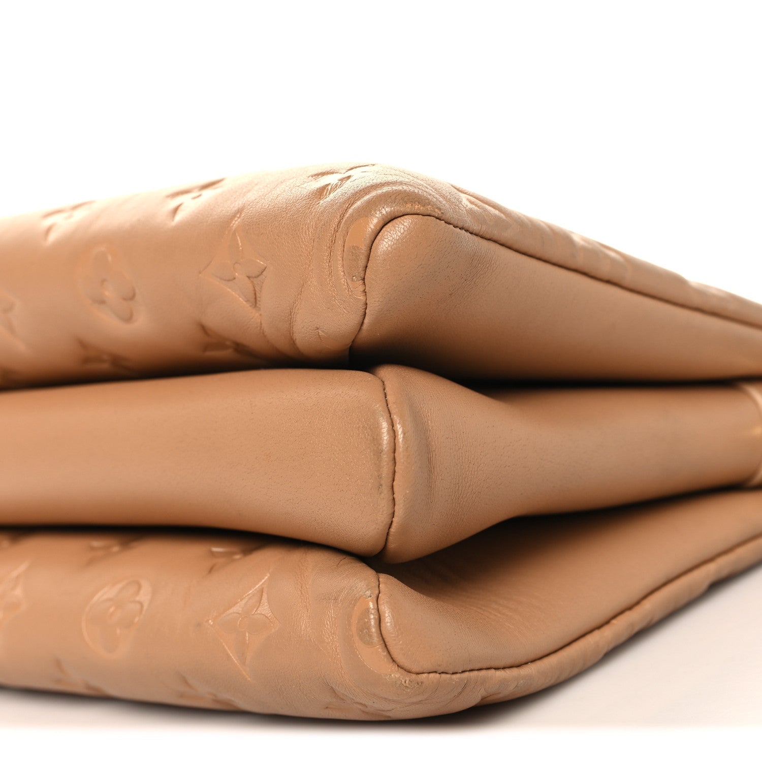 Lambskin Embossed Monogram Coussin PM Camel