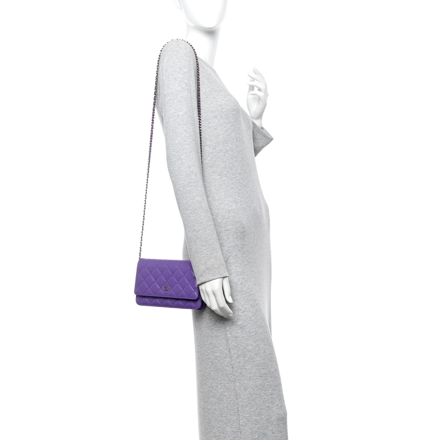 Caviar Quilted Wallet On Chain WOC Purple