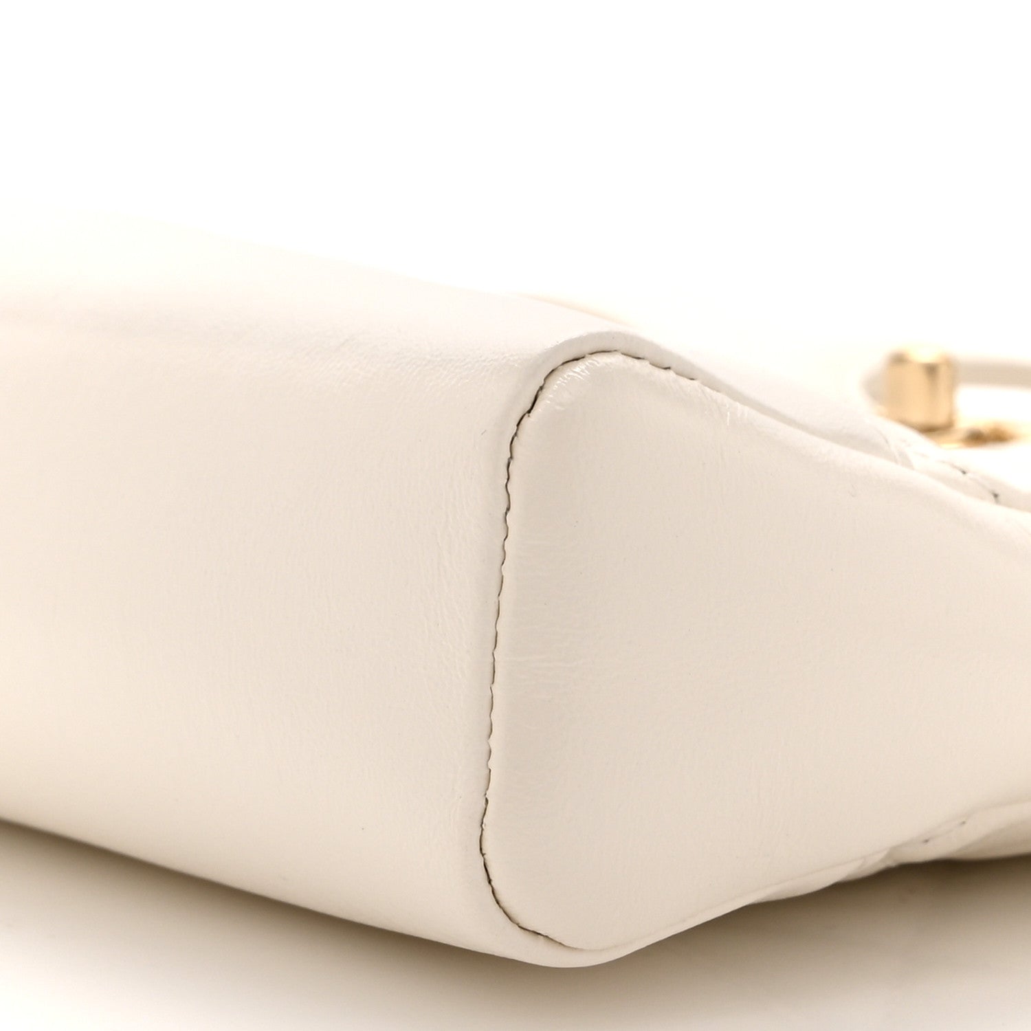Shiny Lambskin Quilted Mini 31 Shopping Bag White