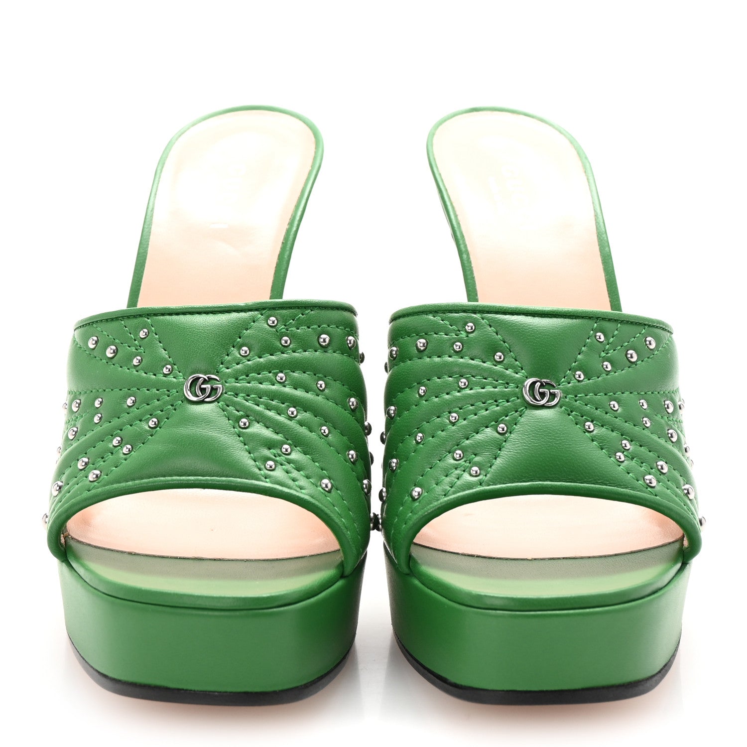 Calfskin Embellished Claire Mules 37.5 Spring Green