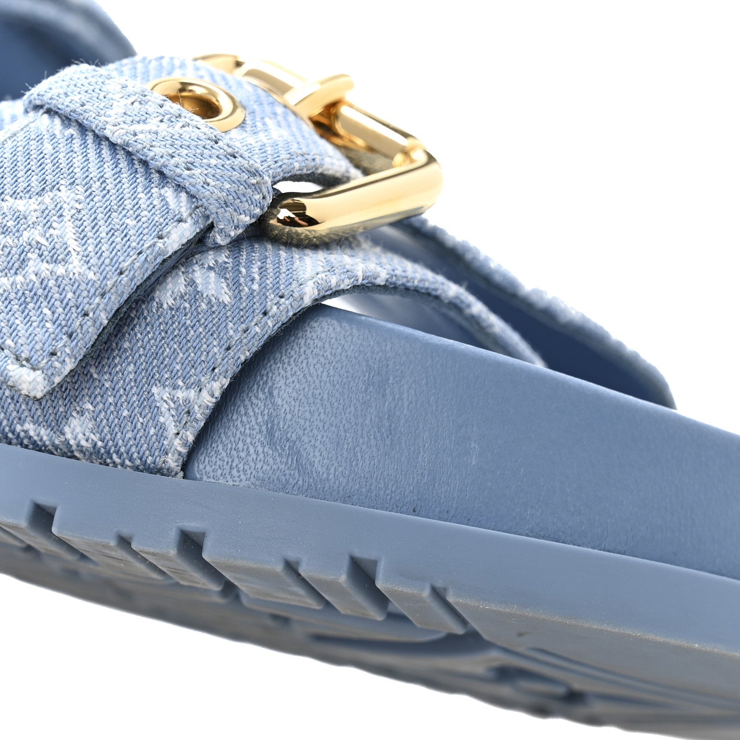 Monogram Jacquard Bom Dia Flat Comfort Mules 36 Blue